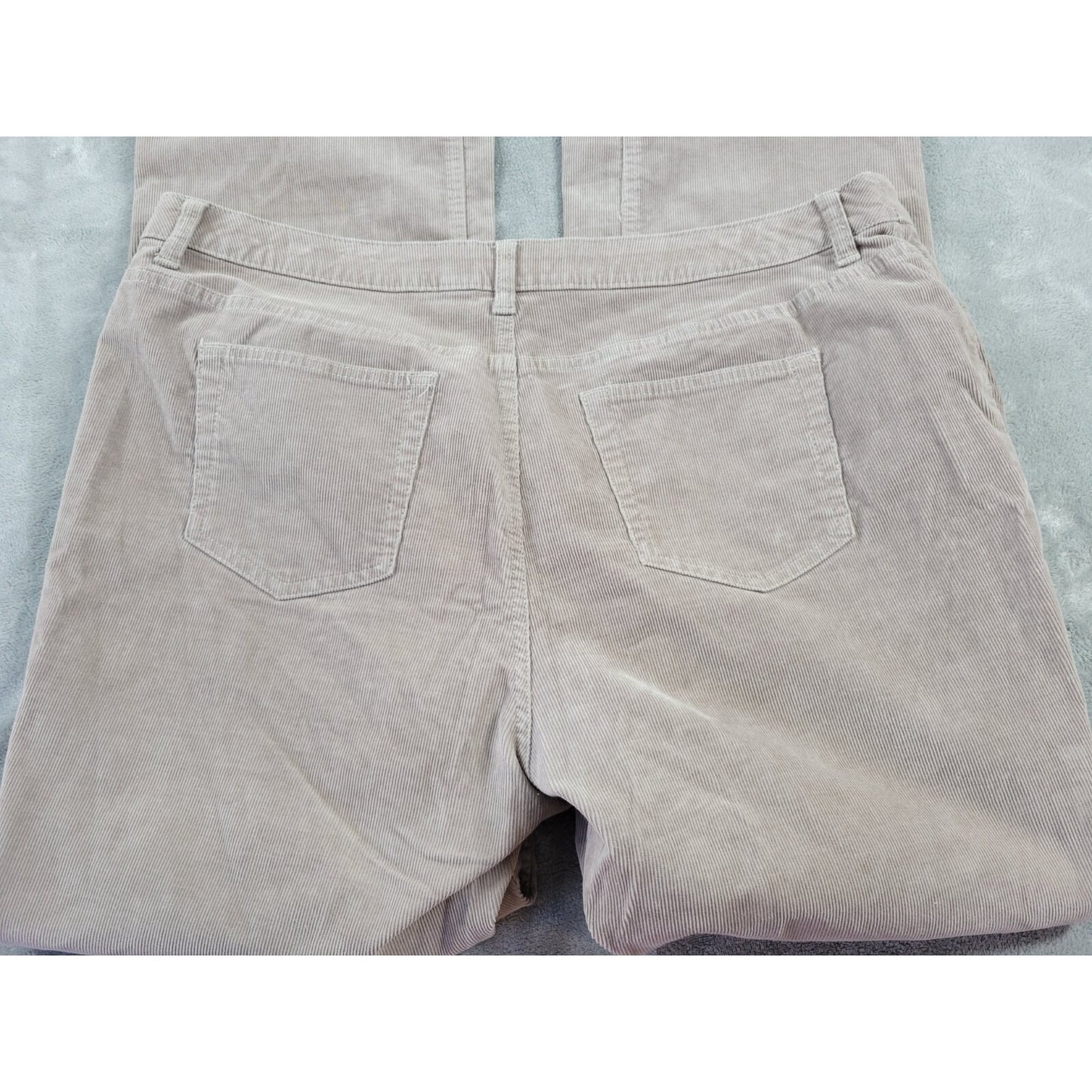 St Johns Bay Womens Jeans 18W Plus Boot Cut Beige Corduroy Elastic Waist Zip Fly