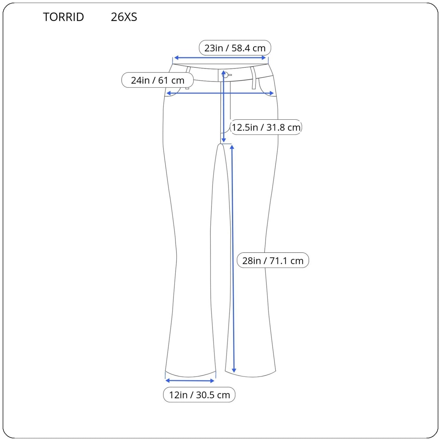 Torrid Womens Jeans 26XS 26WP Luxe Slim Boot Cut Dark Blue Denim Zip Fly Comfort