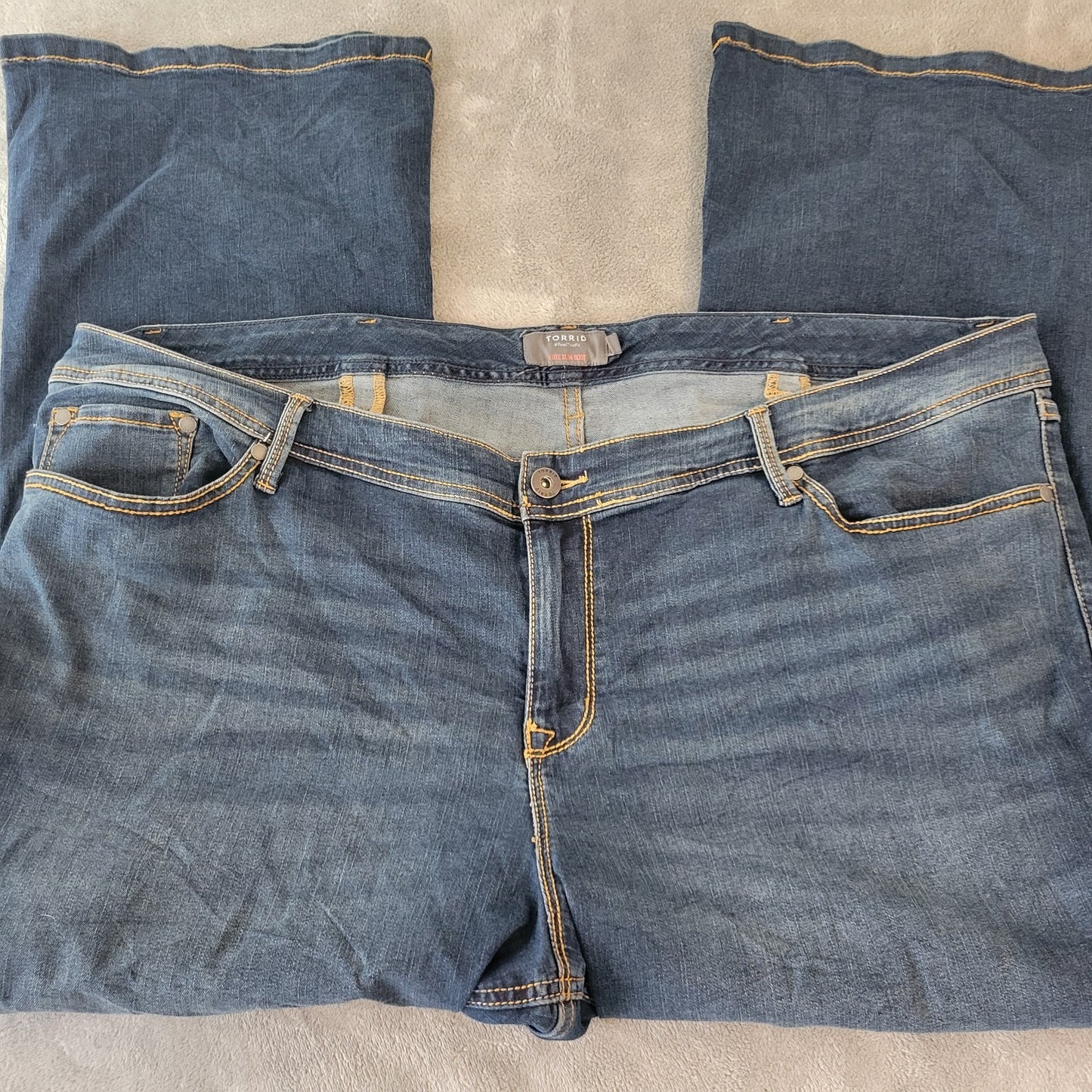 Torrid Womens Jeans 26XS 26WP Luxe Slim Boot Cut Dark Blue Denim Zip Fly Comfort