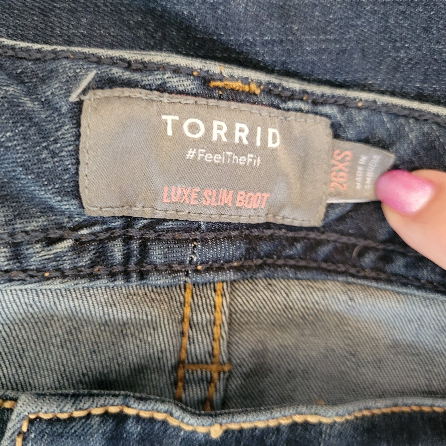 Torrid Womens Jeans 26XS 26WP Luxe Slim Boot Cut Dark Blue Denim Zip Fly Comfort
