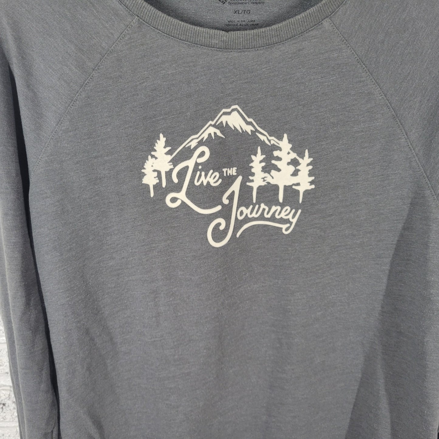Columbia Women Top Extra Large XL Sweatshirt Gray Live the Journey Raglan Sleeve
