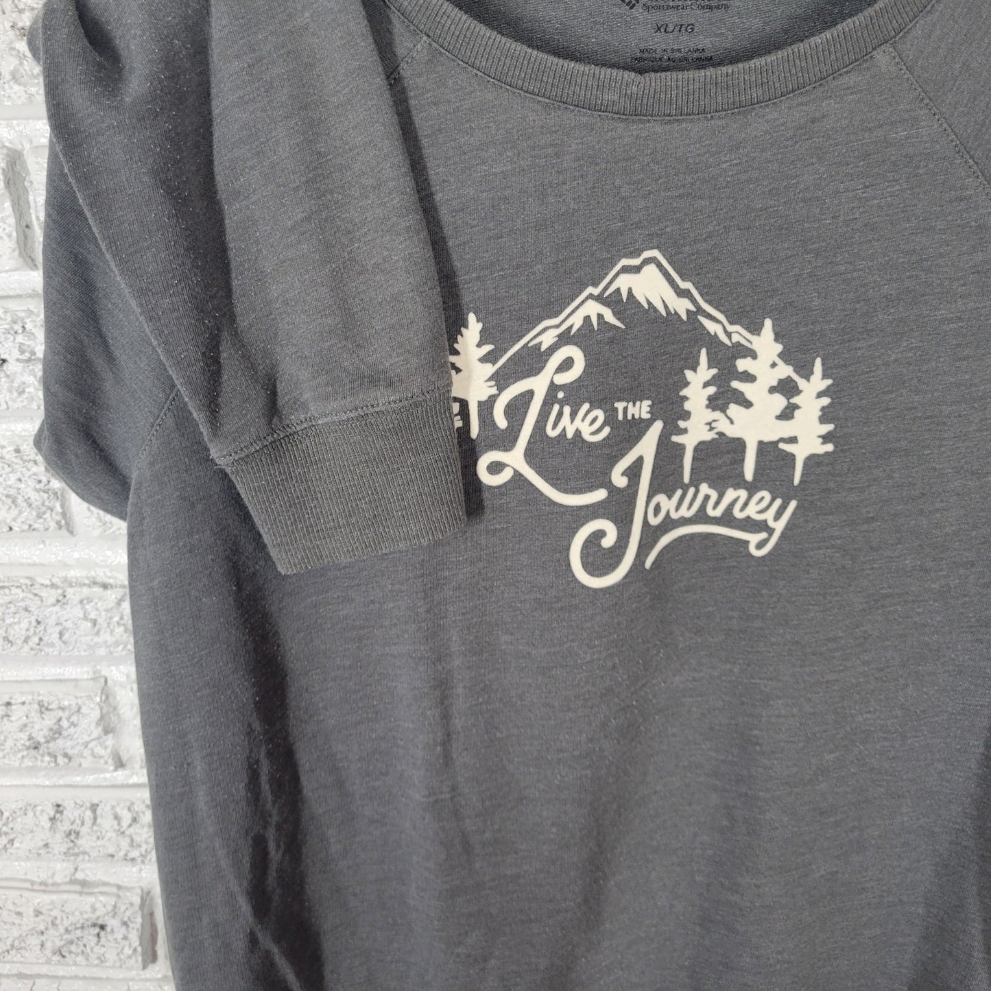 Columbia Women Top Extra Large XL Sweatshirt Gray Live the Journey Raglan Sleeve