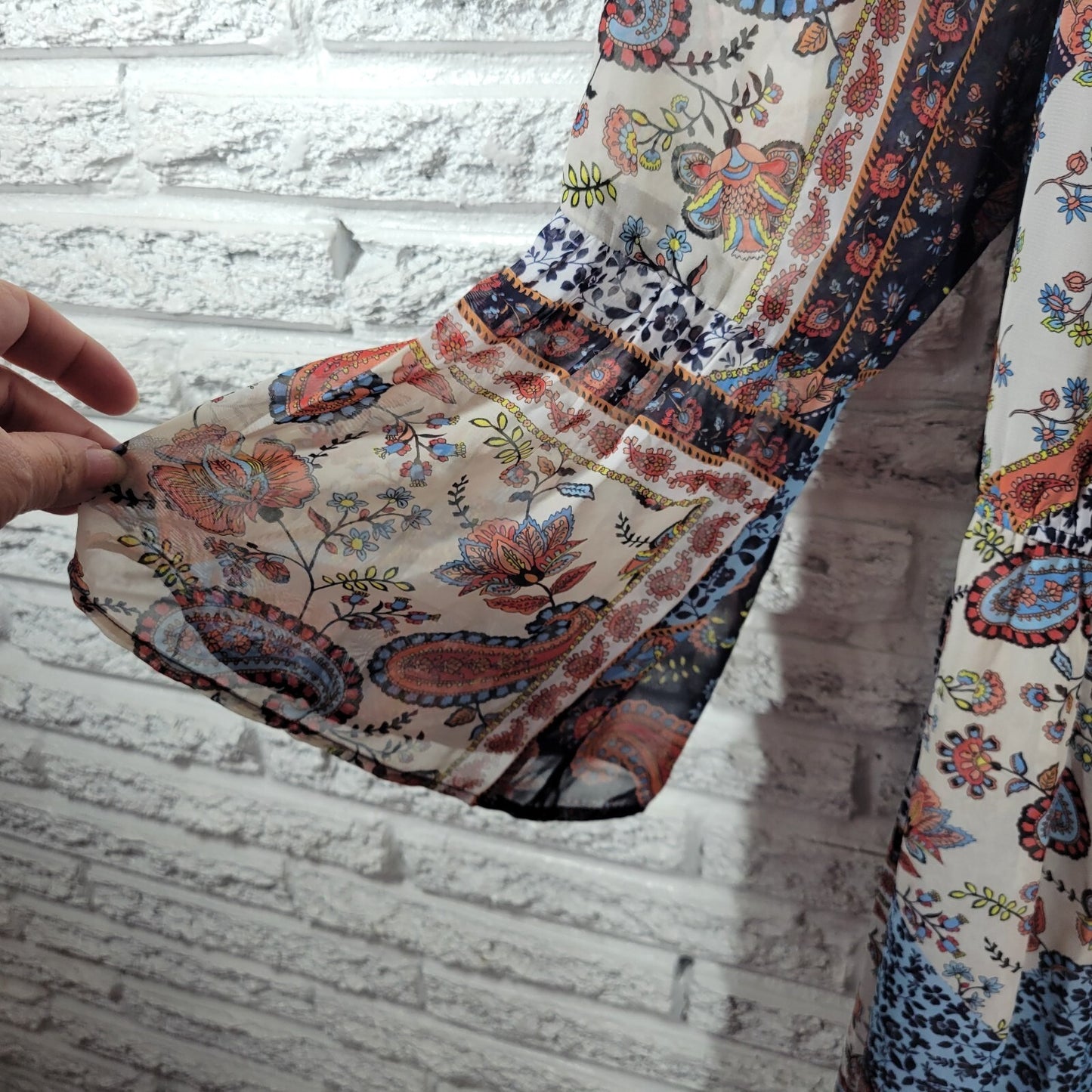 Venus Women Dress 18 Plus Overlay Blue Paisley Sheer Split Front On Off Shoulder