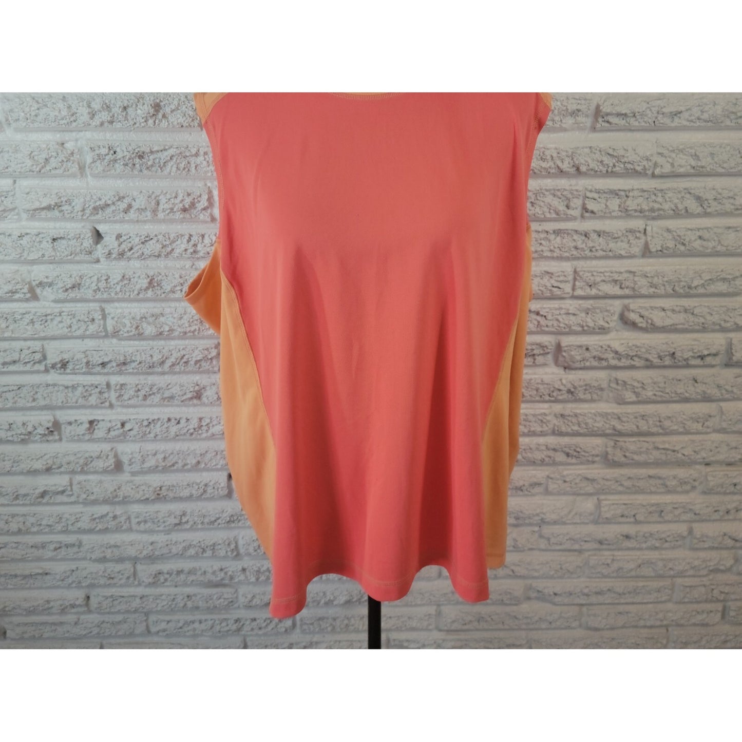 Lands End Women Top 3X Plus Sleeveless Athletic Polyester Crew Neck Orange Pink