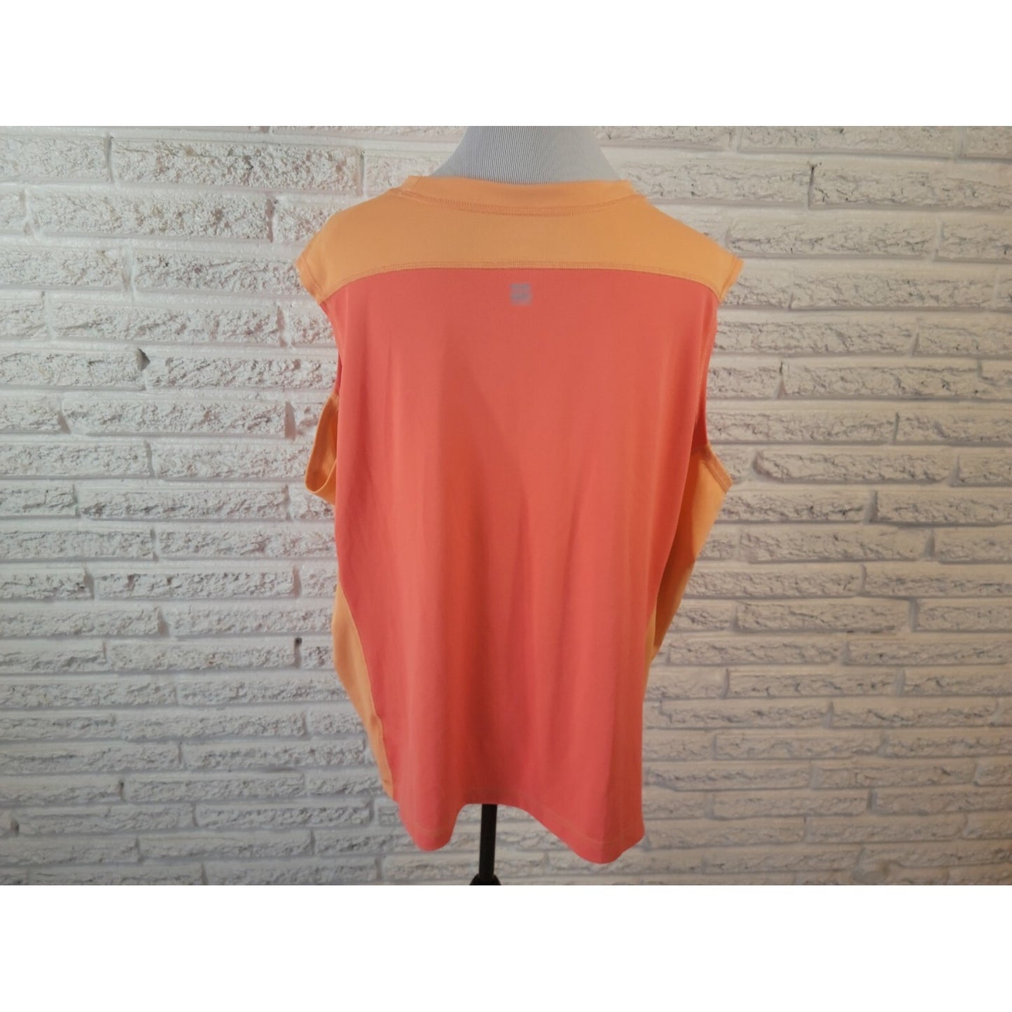 Lands End Women Top 3X Plus Sleeveless Athletic Polyester Crew Neck Orange Pink
