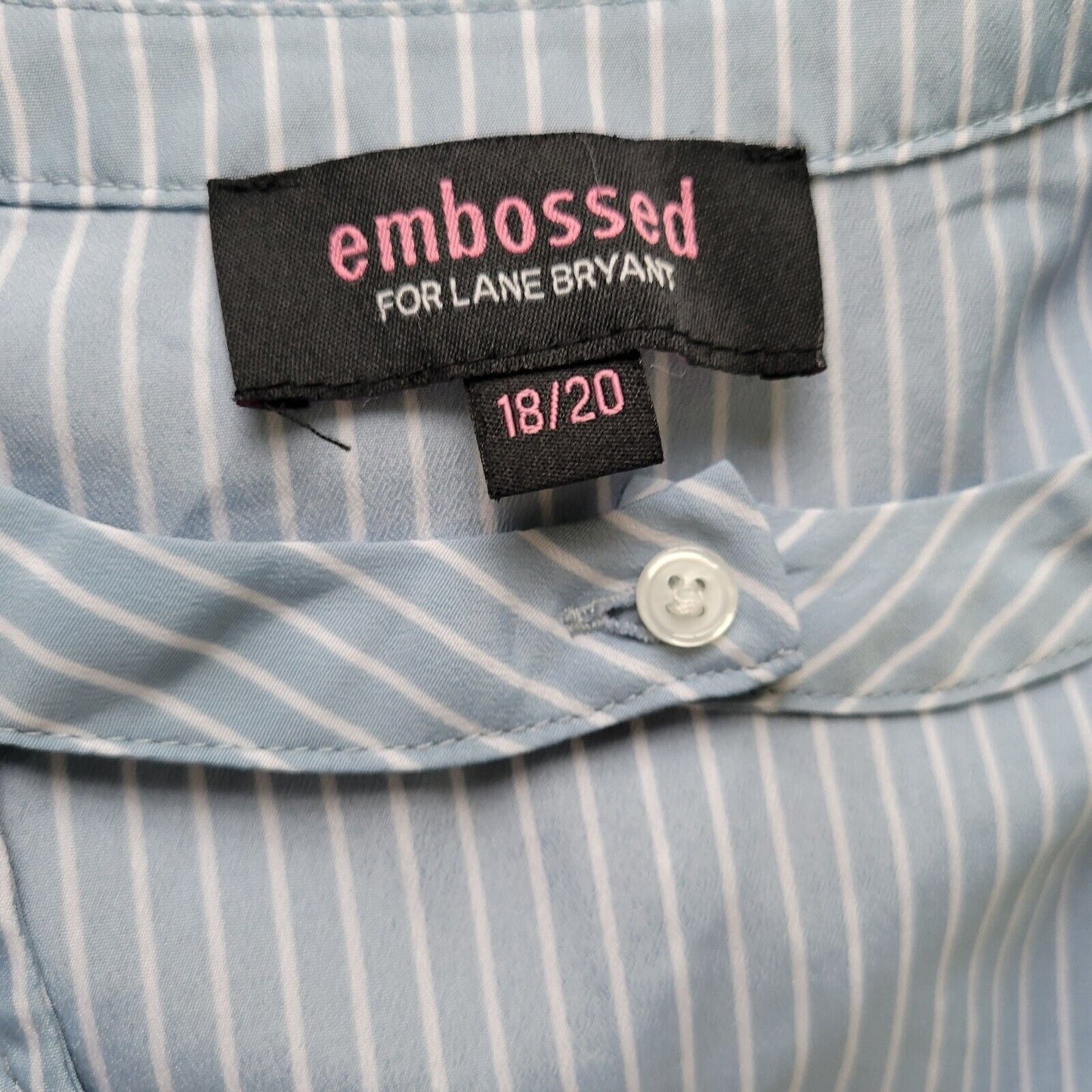 Lane Bryant Embossed Womens Top 18 20 Blue Stripe Lightweight Polyester Window