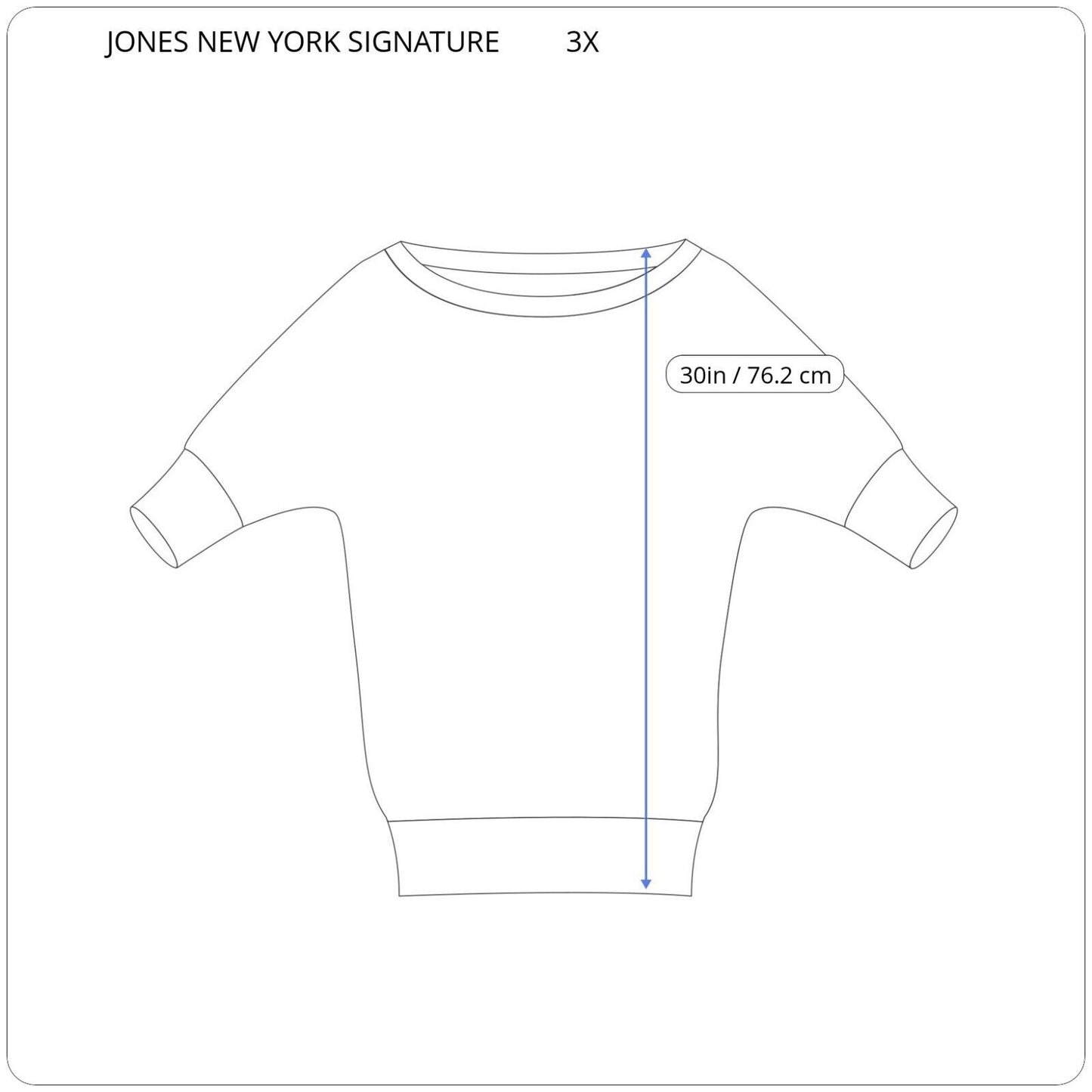 Jones New York Signature Womens Top 3X Dolman Sleeve Blue Red Stripe Lightweight