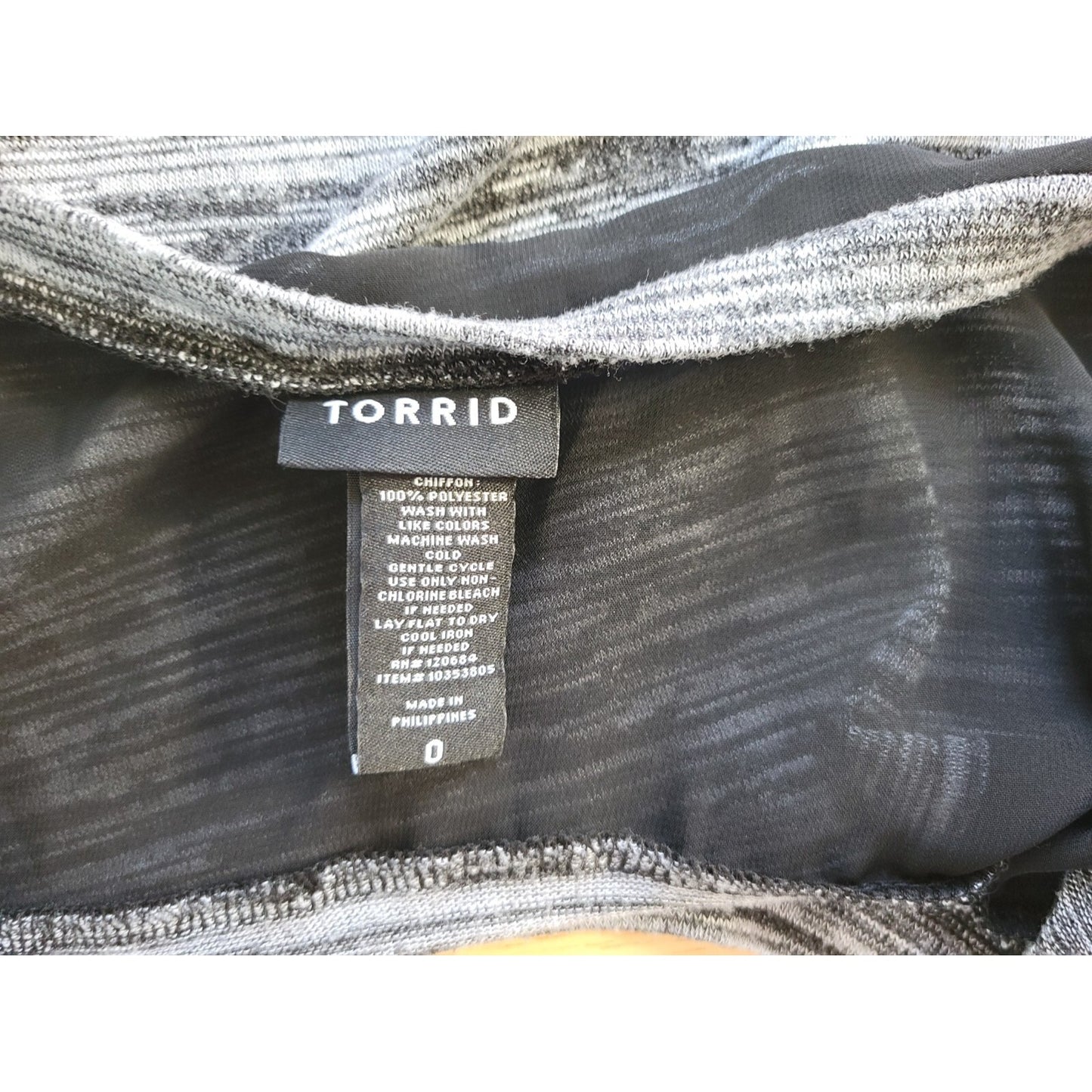 Torrid Womens Shirt 0 0X Tee Cap Sleeve Mesh Back Black Heather Casual Stretchy