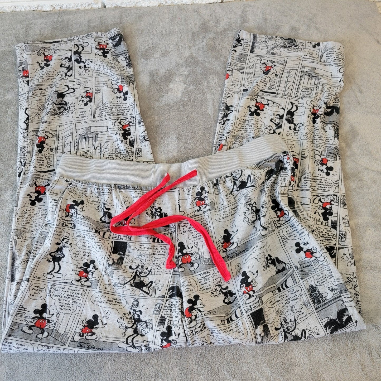 Disney Mickey Mouse Womens Pajama Pants XL Gray Lightweight Loungewear Comfy