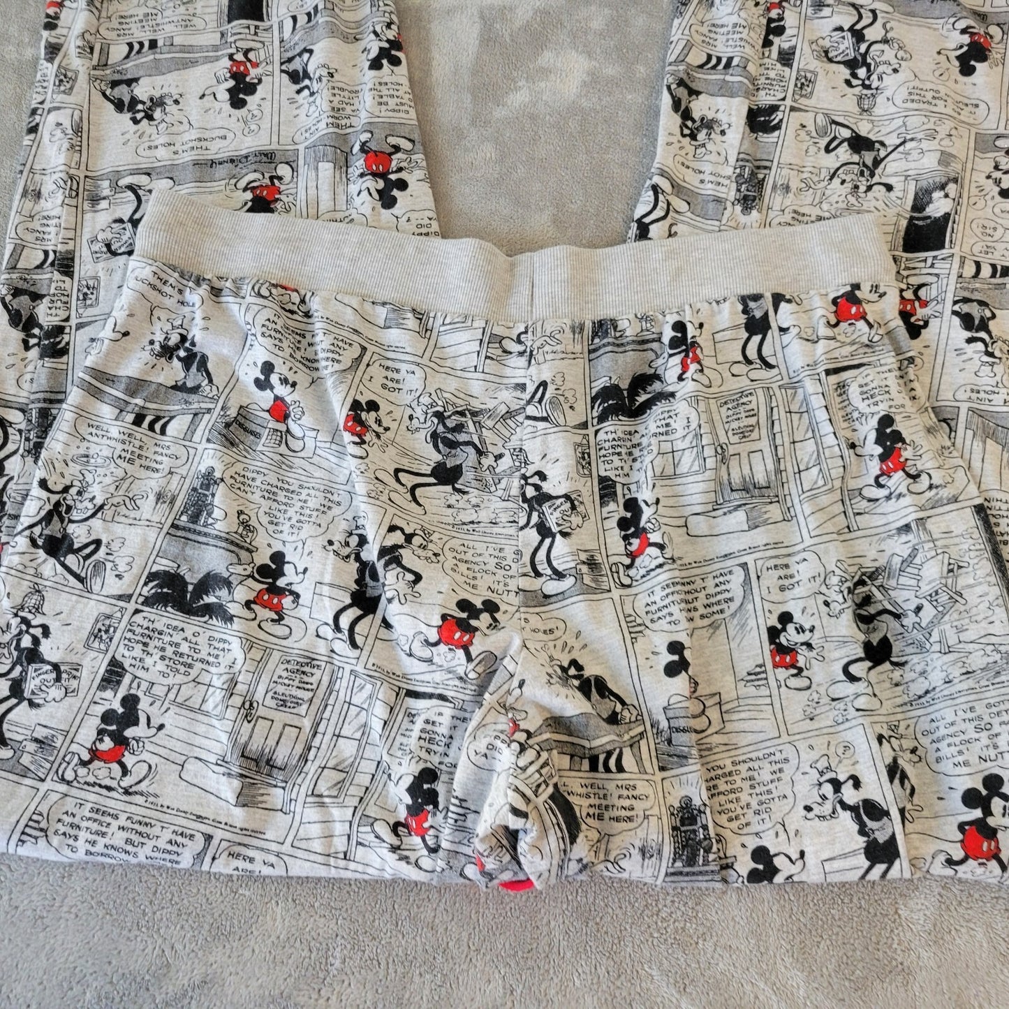 Disney Mickey Mouse Womens Pajama Pants XL Gray Lightweight Loungewear Comfy