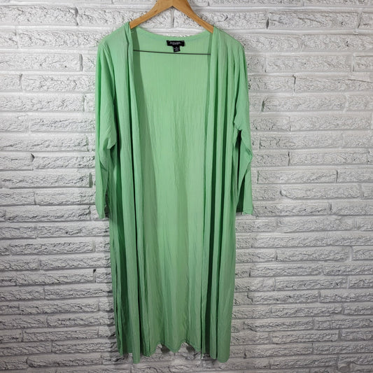 Rouge Womens Top 3X Plus Cardigan Open Duster Knit Green Lightweight Poly Blend
