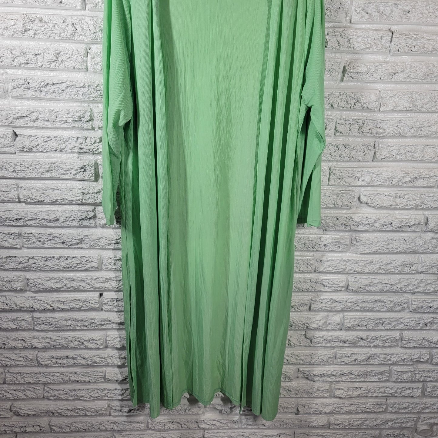 Rouge Womens Top 3X Plus Cardigan Open Duster Knit Green Lightweight Poly Blend