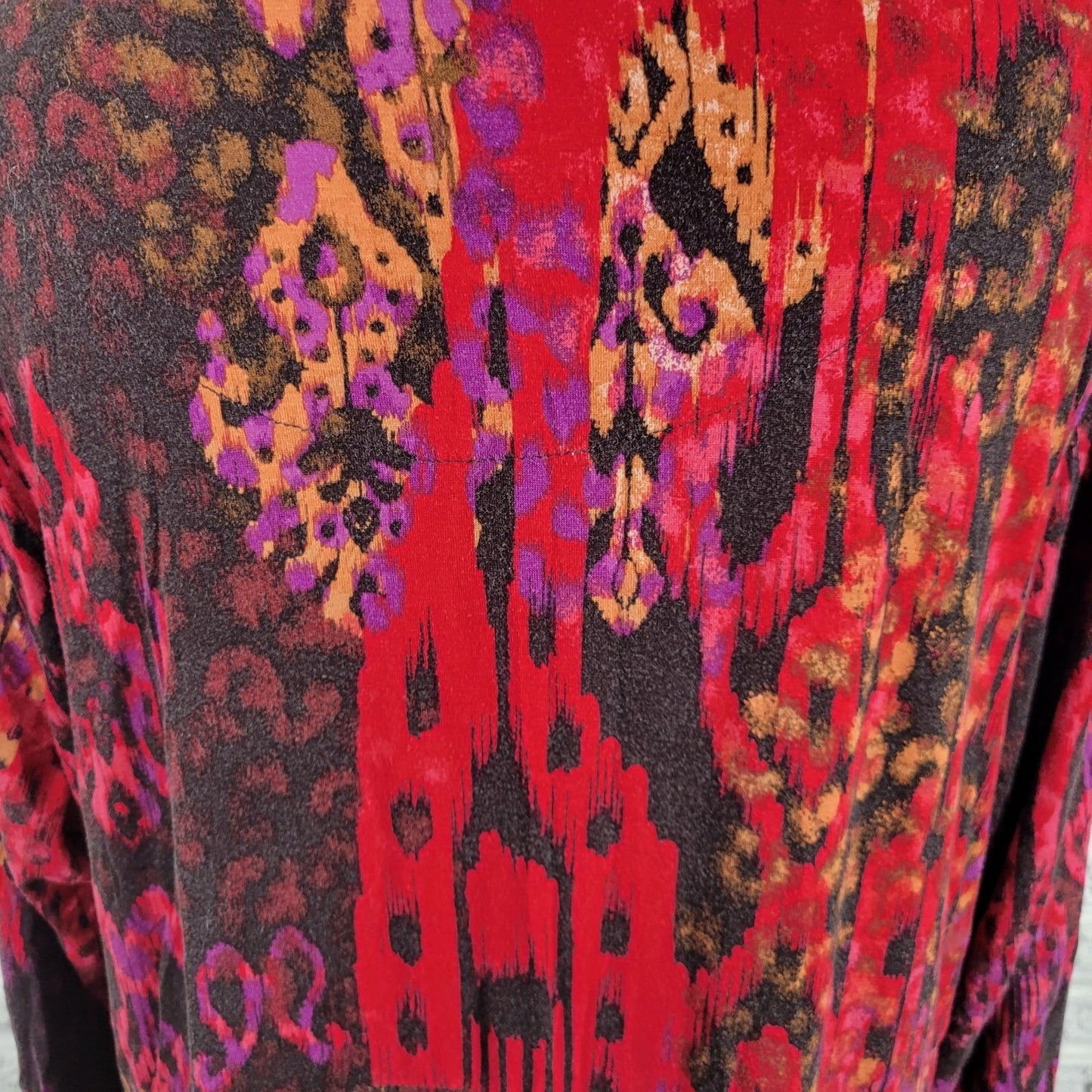 Ruby Rd Womens Top 1X Plus 3/4 Sleeve Pink Brown Watercolor Asymmetric Casual