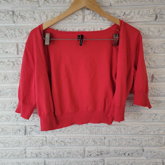 Maurices Womens Top XL Open Shrug Crop Bolero Knit Pink Casual Comfy Lightweight