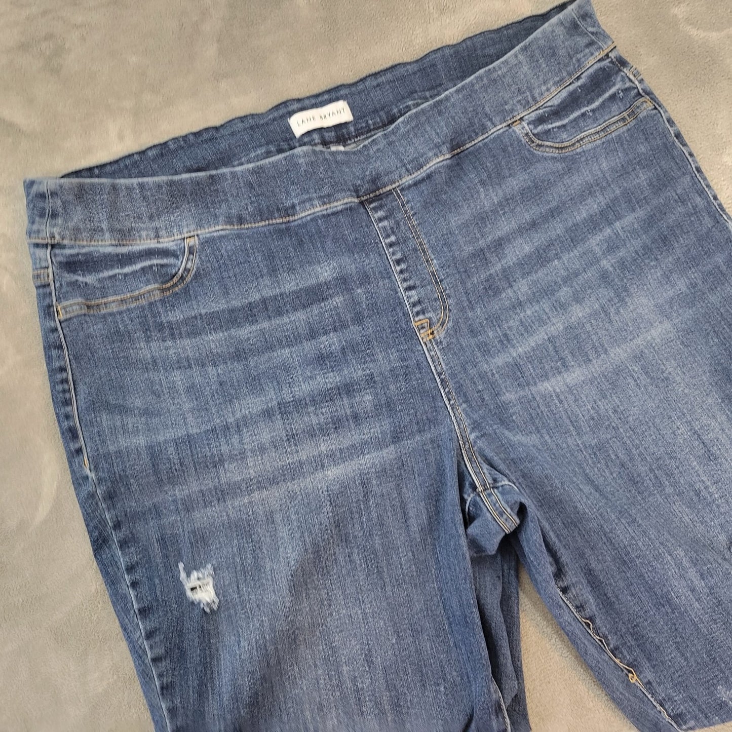 Lane Bryant Womens Jeans 26 Plus Cropped Jegging Dark Blue Denim Distressed