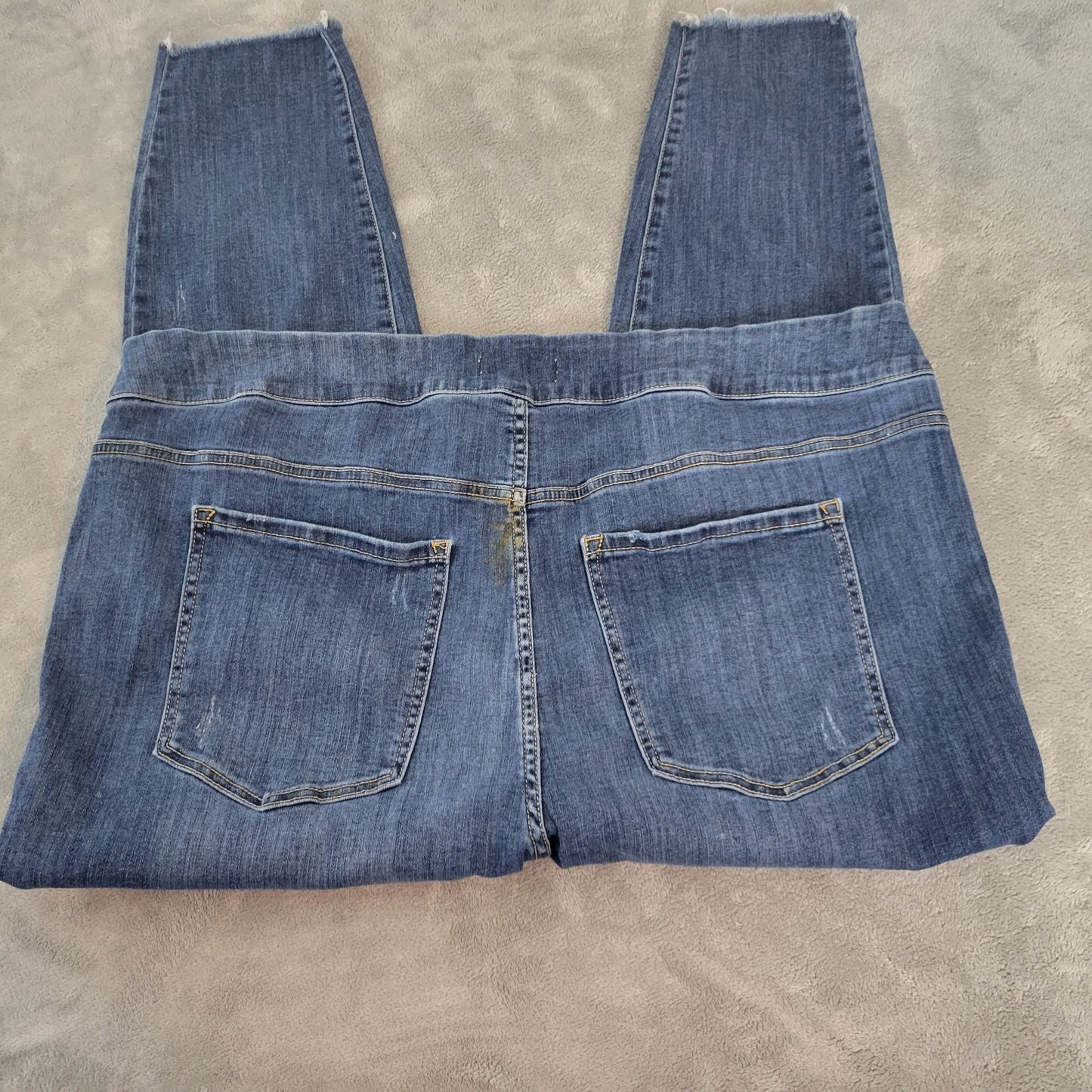 Lane Bryant Womens Jeans 26 Plus Cropped Jegging Dark Blue Denim Distressed