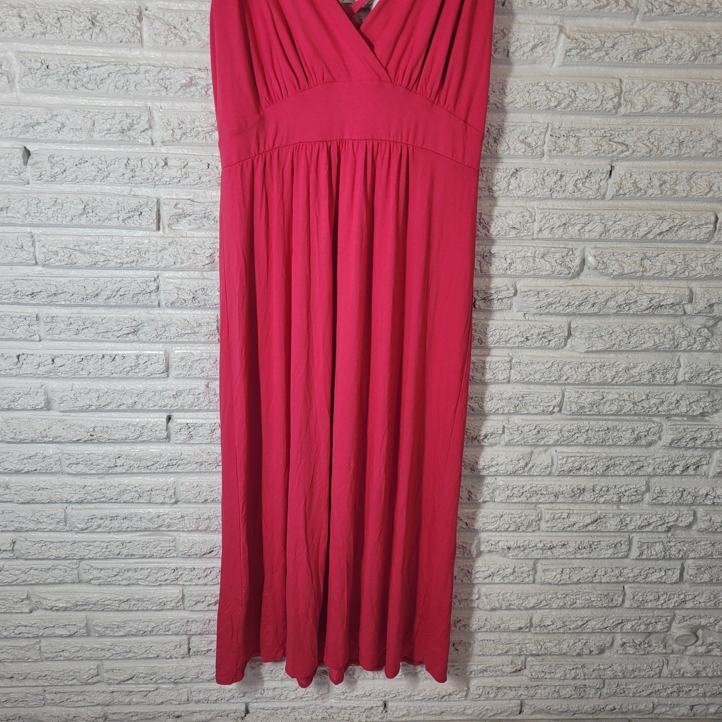 Loveappella Womens Dress 1X Lauren Maxi Sleeveless Knit Sheath Pink Lattice Back