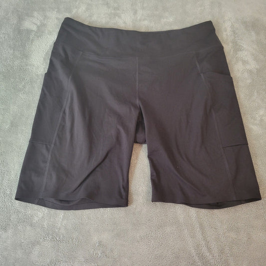 Tek Workout Gear Womens Shorts 1X Plus Pull On Lightweight Black Pockets Comfy