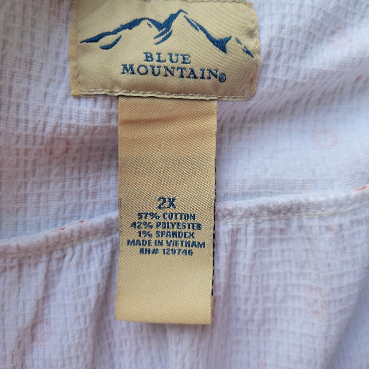 Blue Mountain Womens Top 2X Plus 3/4 Sleeve Orange Geometric Crinkle Crepe Comfy