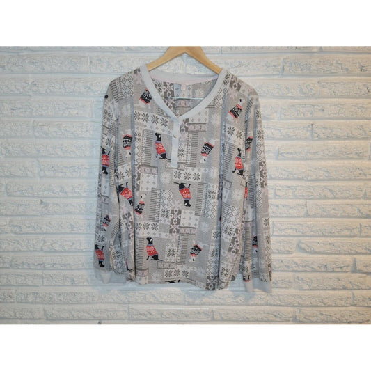 Secret Treasures Womens Top 3X Top Gray Retriever Dog Winter Long Sleeve Snaps