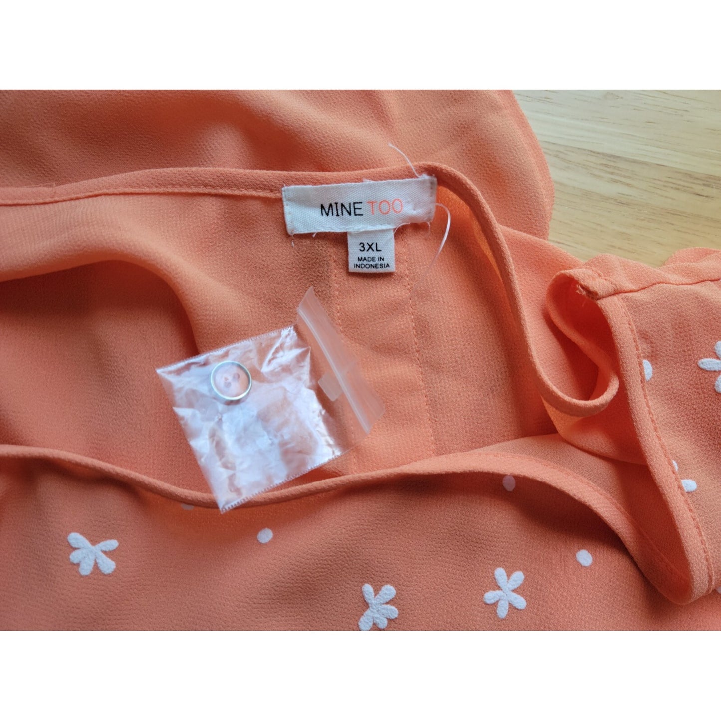 Mine Too Womens Top 3XL Plus Tank Orange Floral Asymmetric Deco Buttons Sheer