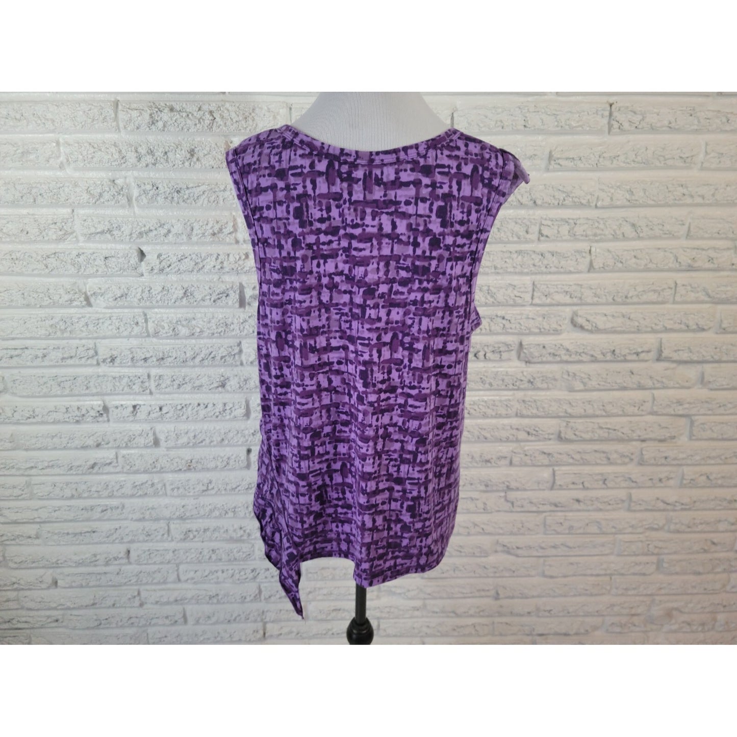 Beverly Drive Womens Top 16W 18W Plus Sleeveless Purple Watercolor Ruffles