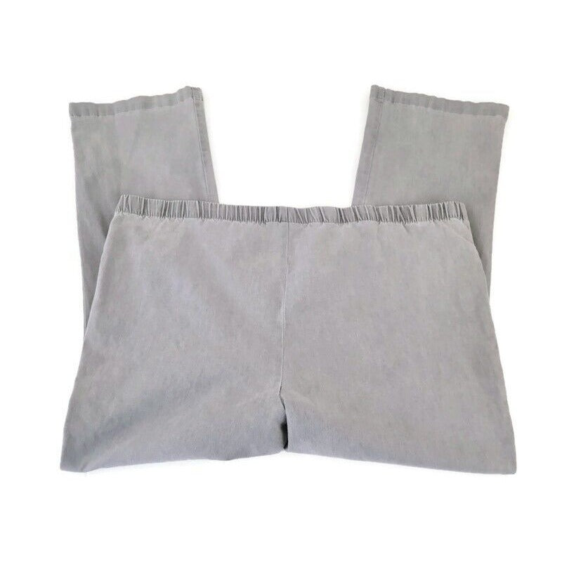 Woman Within Womens Pants 24W Pull On Solid Gray Comfort Waist Slash Pockets