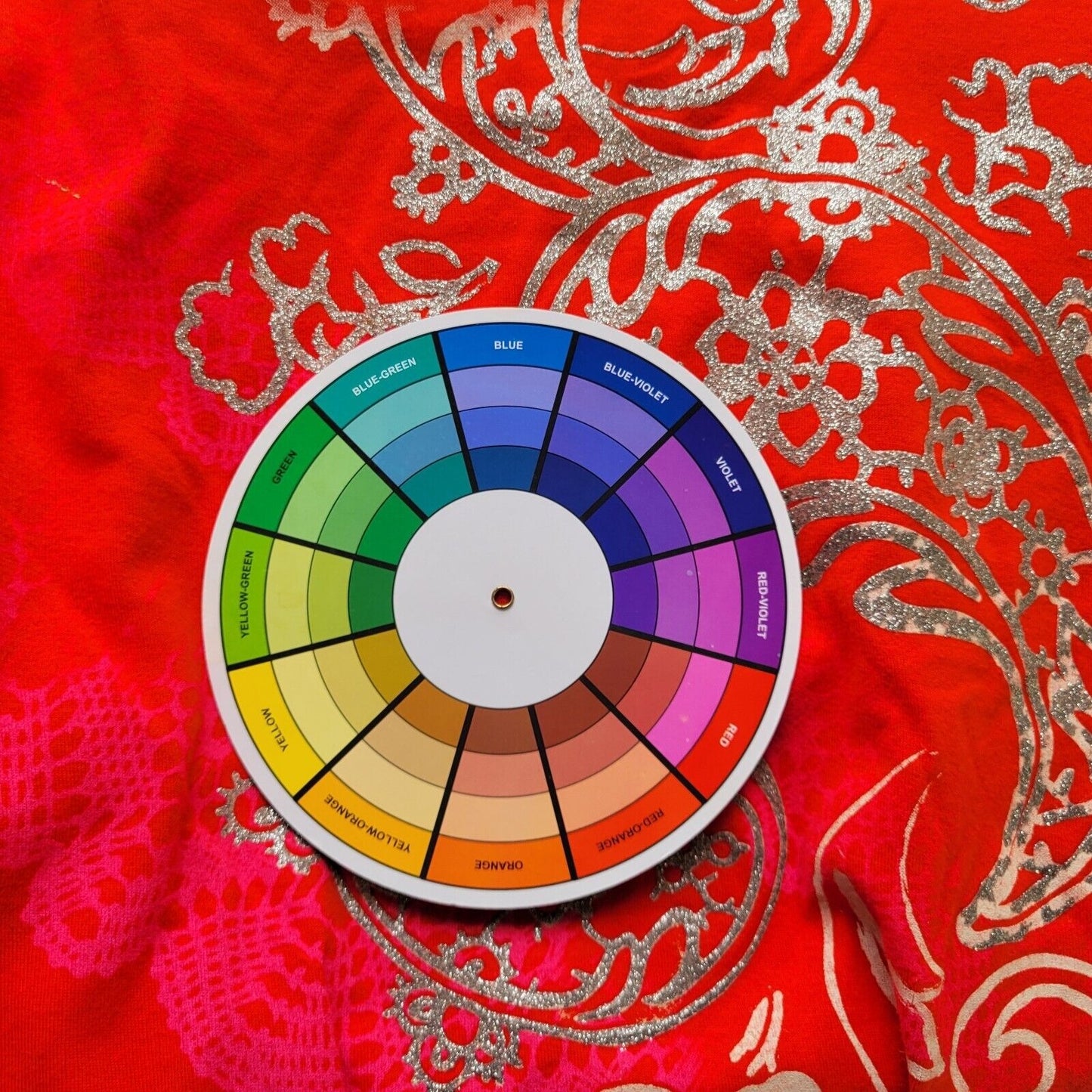 Just My Size Womens Top 2X 18W 20W Tee Long Sleeve Red Floral Paisley Glitter