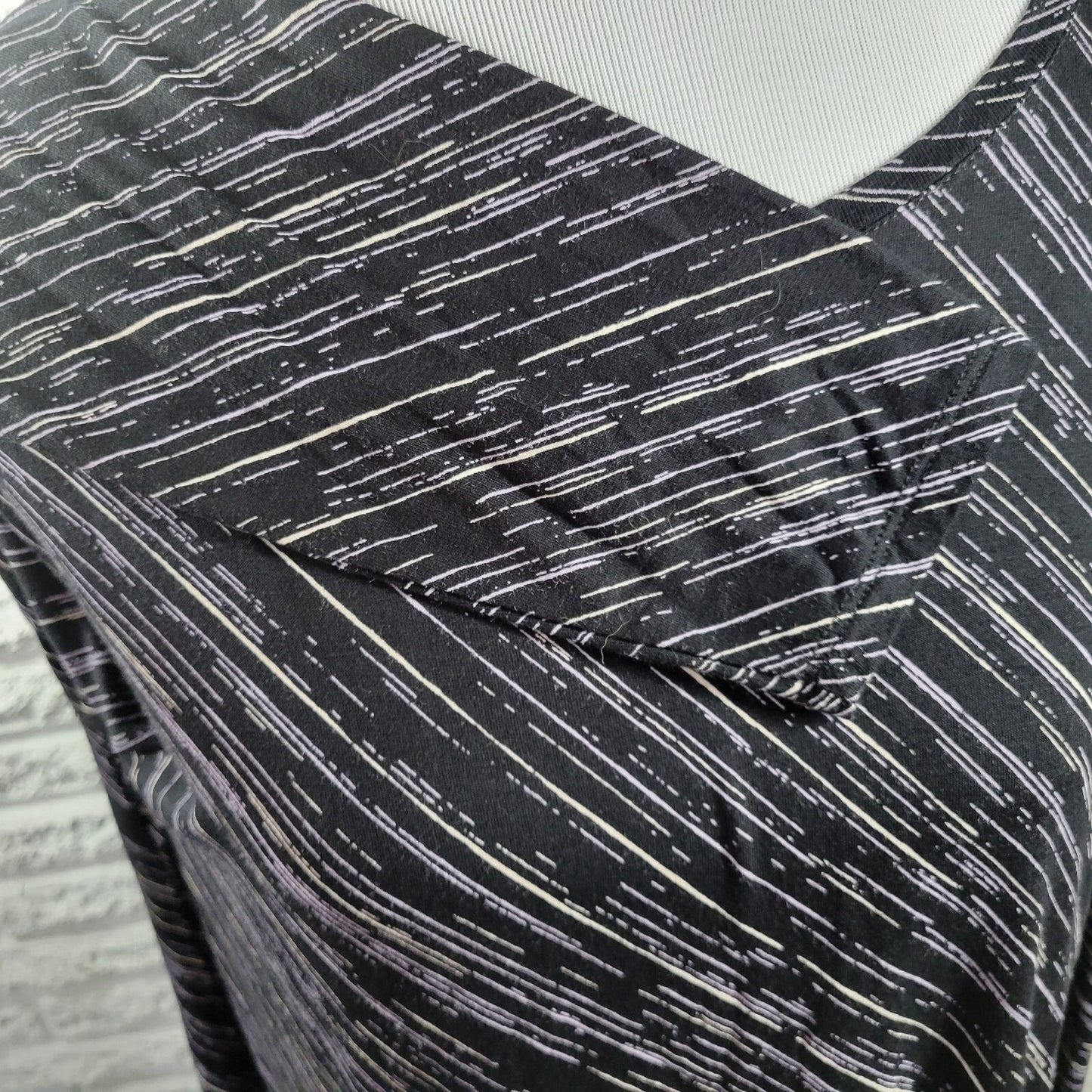 Apt 9 Essentials Womens Top Extra Large Black Diagonal Stripe Comfy Casual