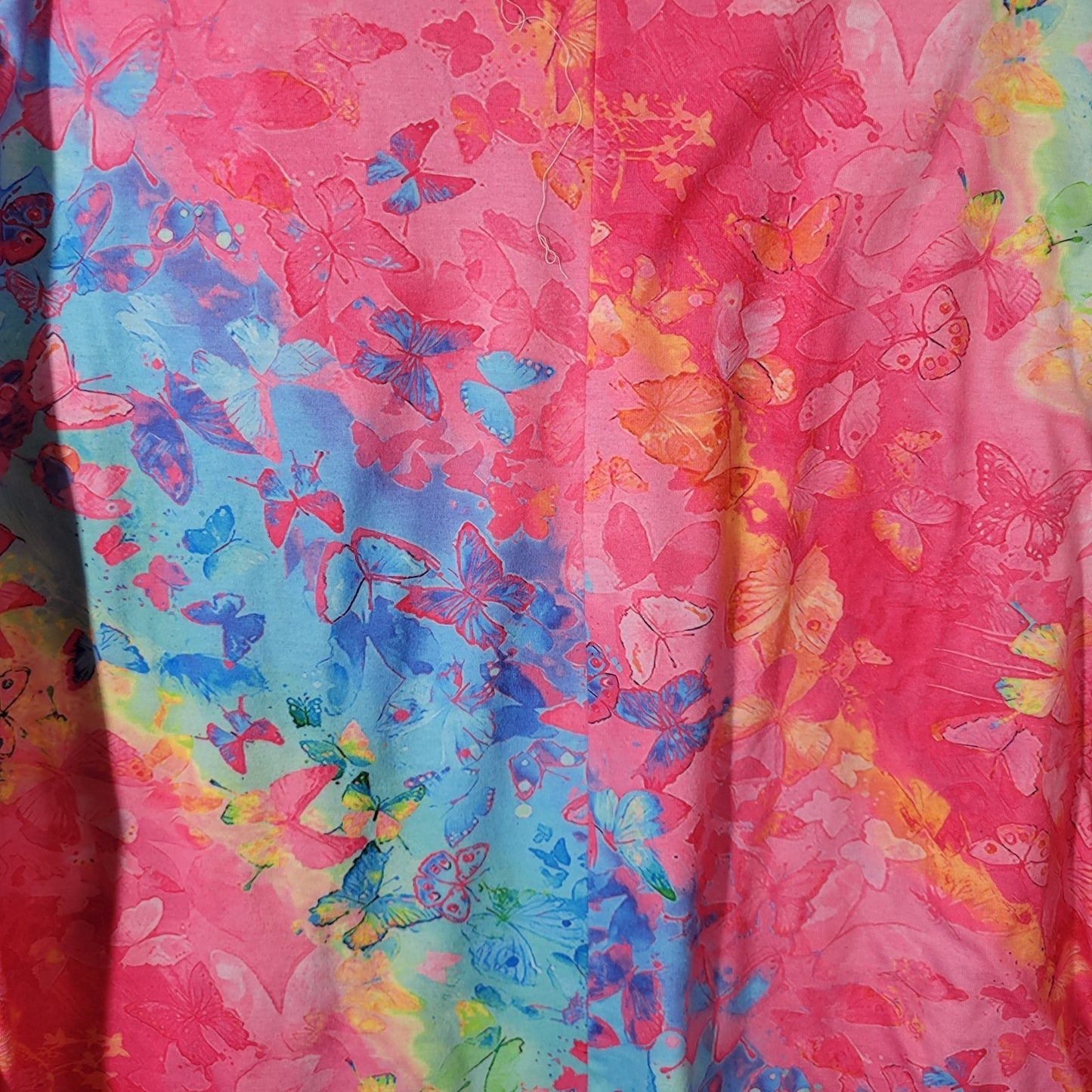 Butterflies Watercolor Womens Top 4XL Plus Tee Artsy Short Sleeve Pink Polyester