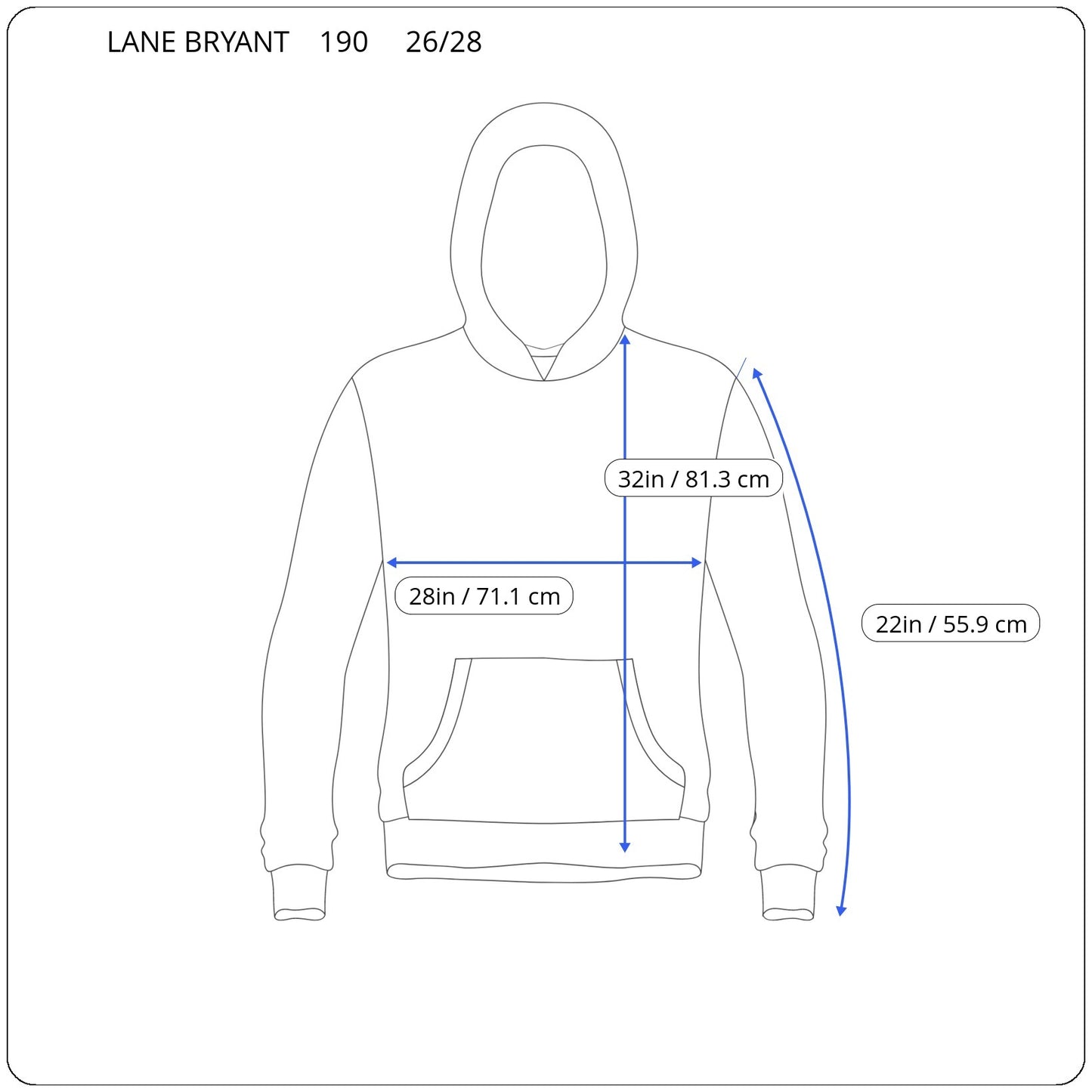 LIVI Lane Bryant Plus Size Hoodie Sweatshirt 26/28 Blue Gray Heather GRA45E
