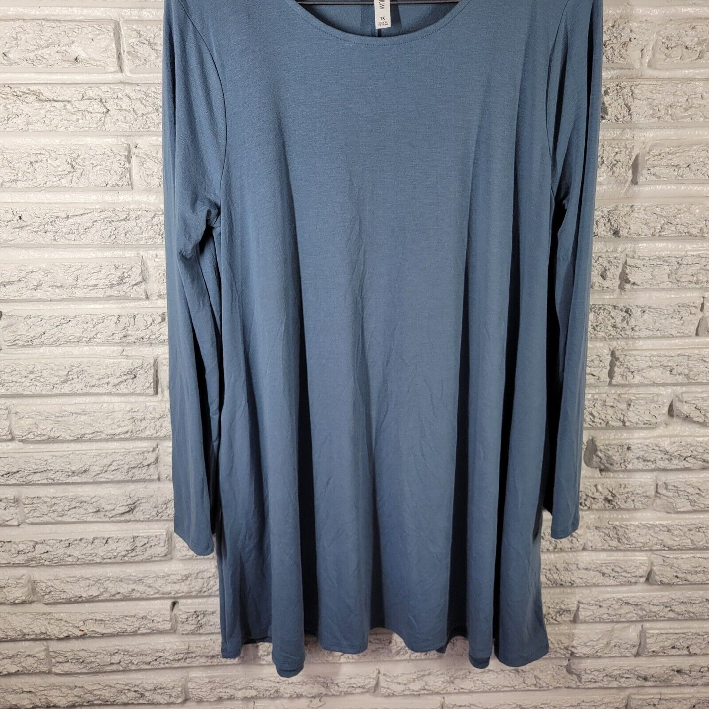 Zenana Premium Women Dress 1X Mini Tunic Blue Soft Poly Blend Lightweight Casual