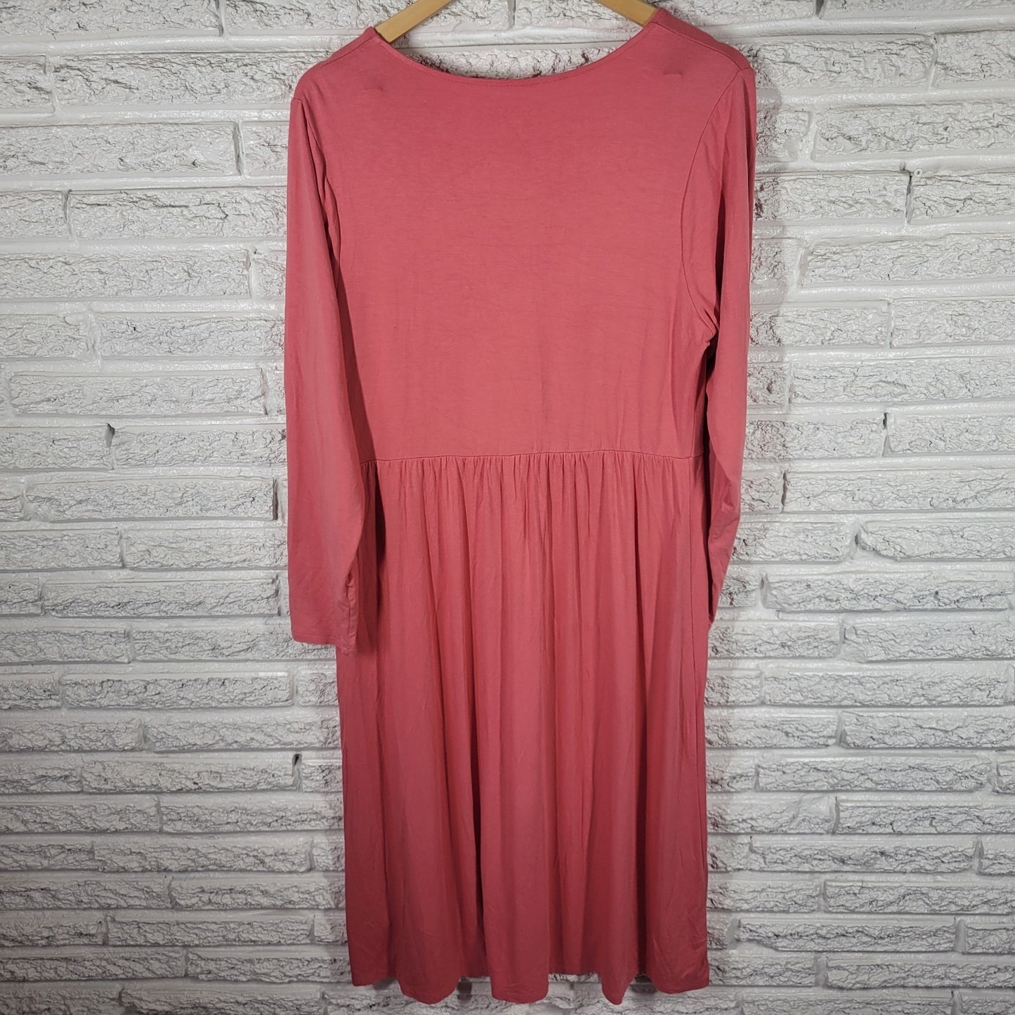 Ava & Viv Womens XL Pink Knit Shirt Dress Long Sleeve V-Neck Stretchy Pullover