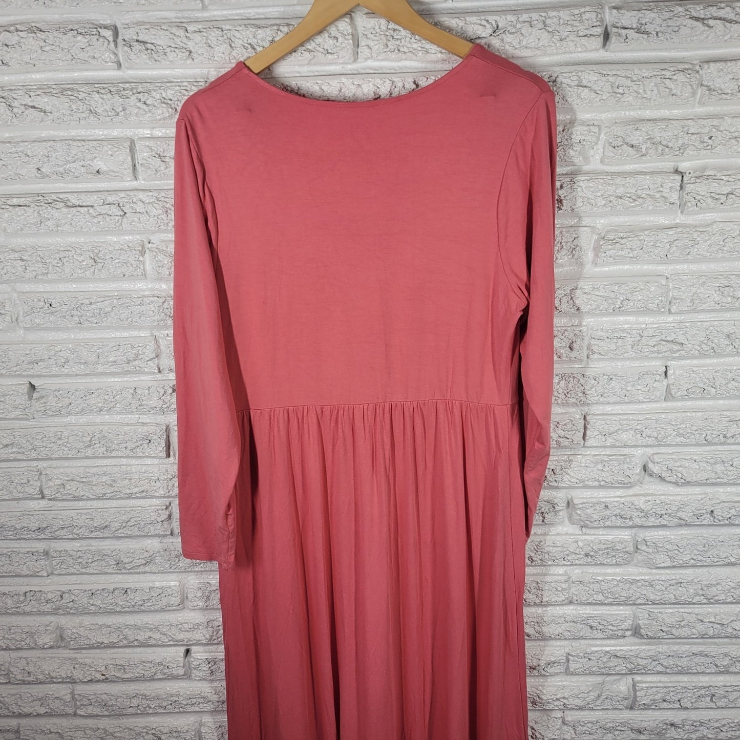 Ava & Viv Womens XL Pink Knit Shirt Dress Long Sleeve V-Neck Stretchy Pullover