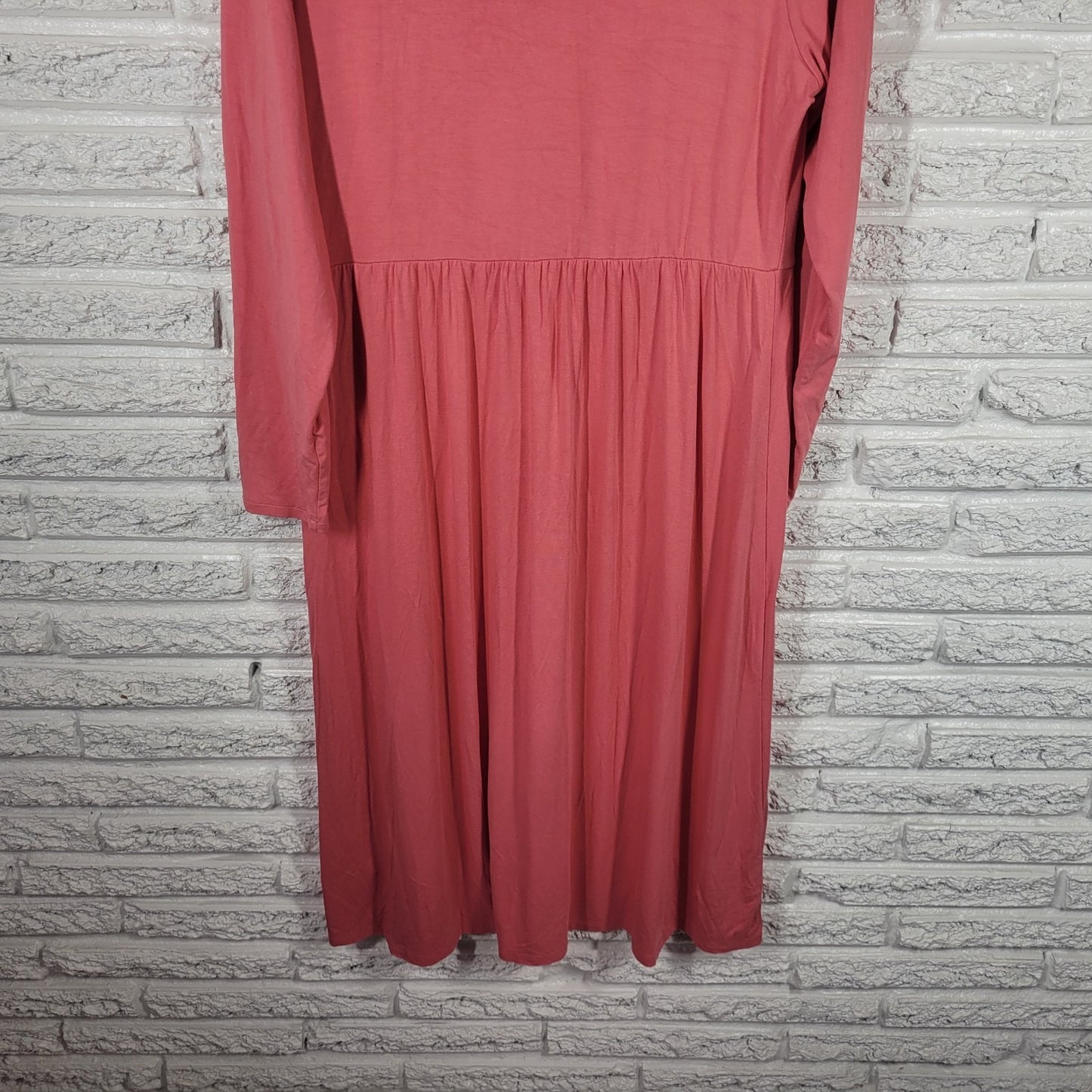 Ava & Viv Womens XL Pink Knit Shirt Dress Long Sleeve V-Neck Stretchy Pullover