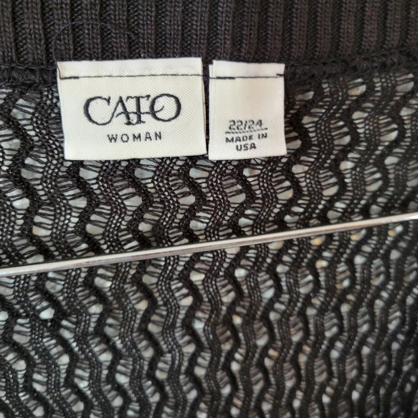Cato Women Sweater 22 24 Plus Cardigan Open Black Long Sleeve Tie Open Knit Soft