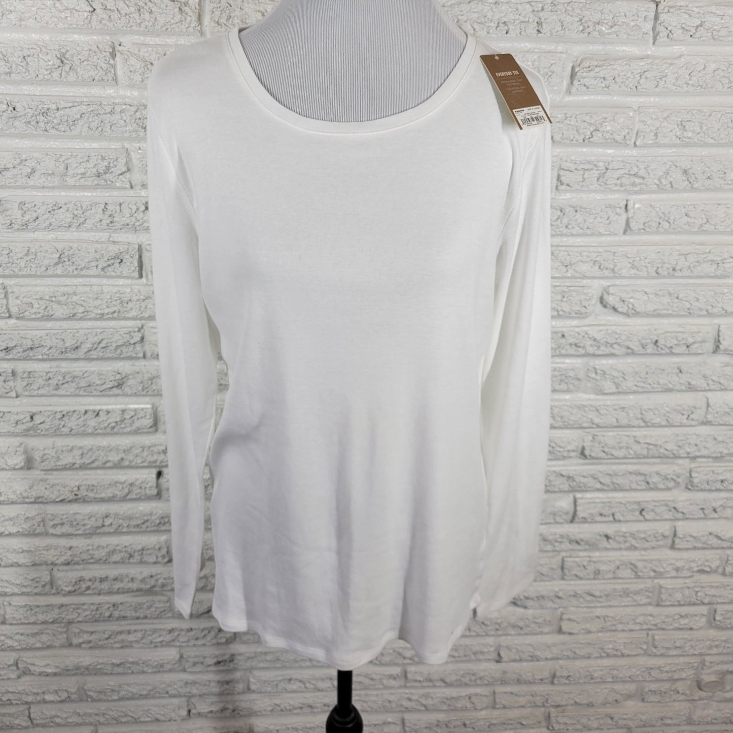 Sonoma Life Style Everyday Womens Top XL Tee Long Sleeve White Cotton Blend