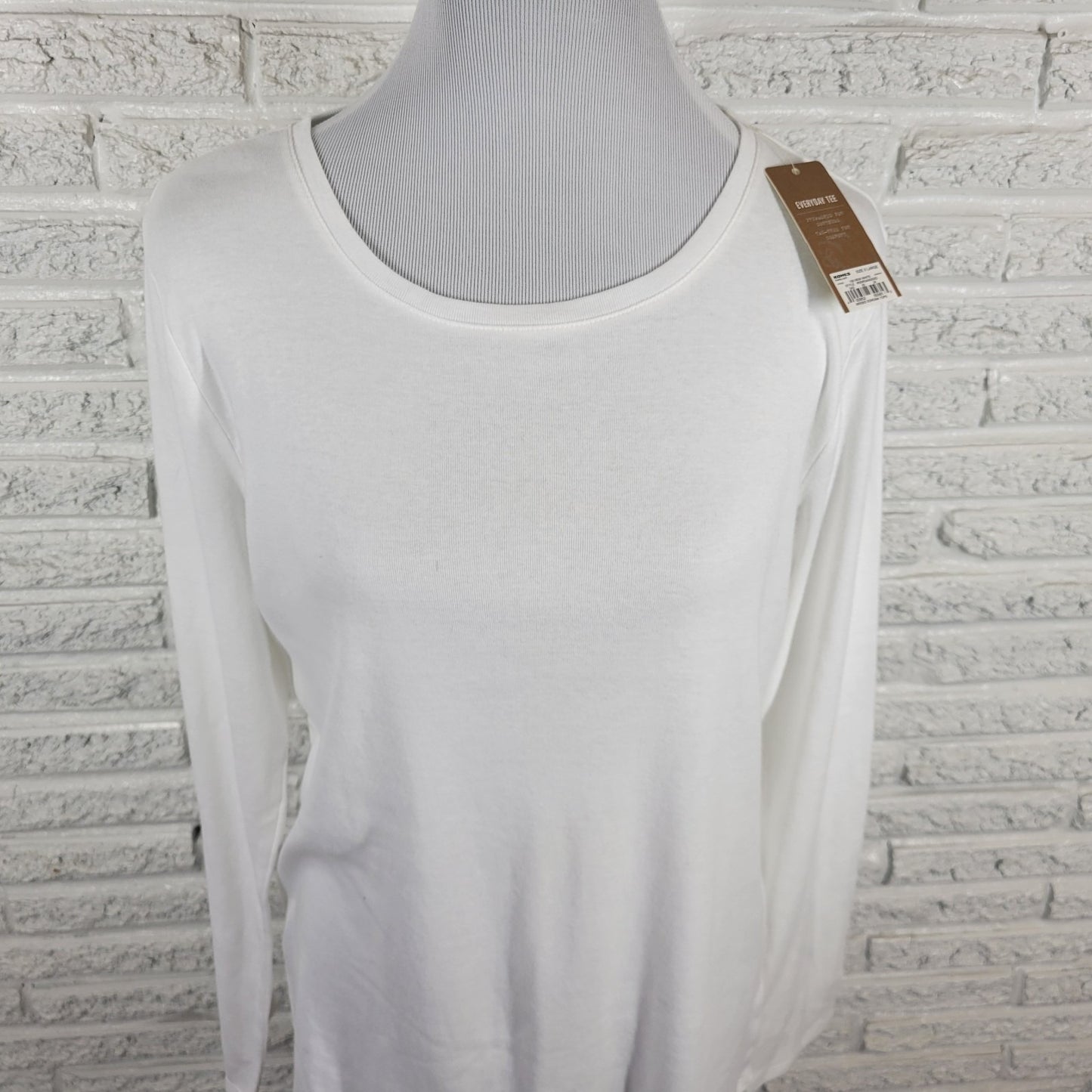Sonoma Life Style Everyday Womens Top XL Tee Long Sleeve White Cotton Blend