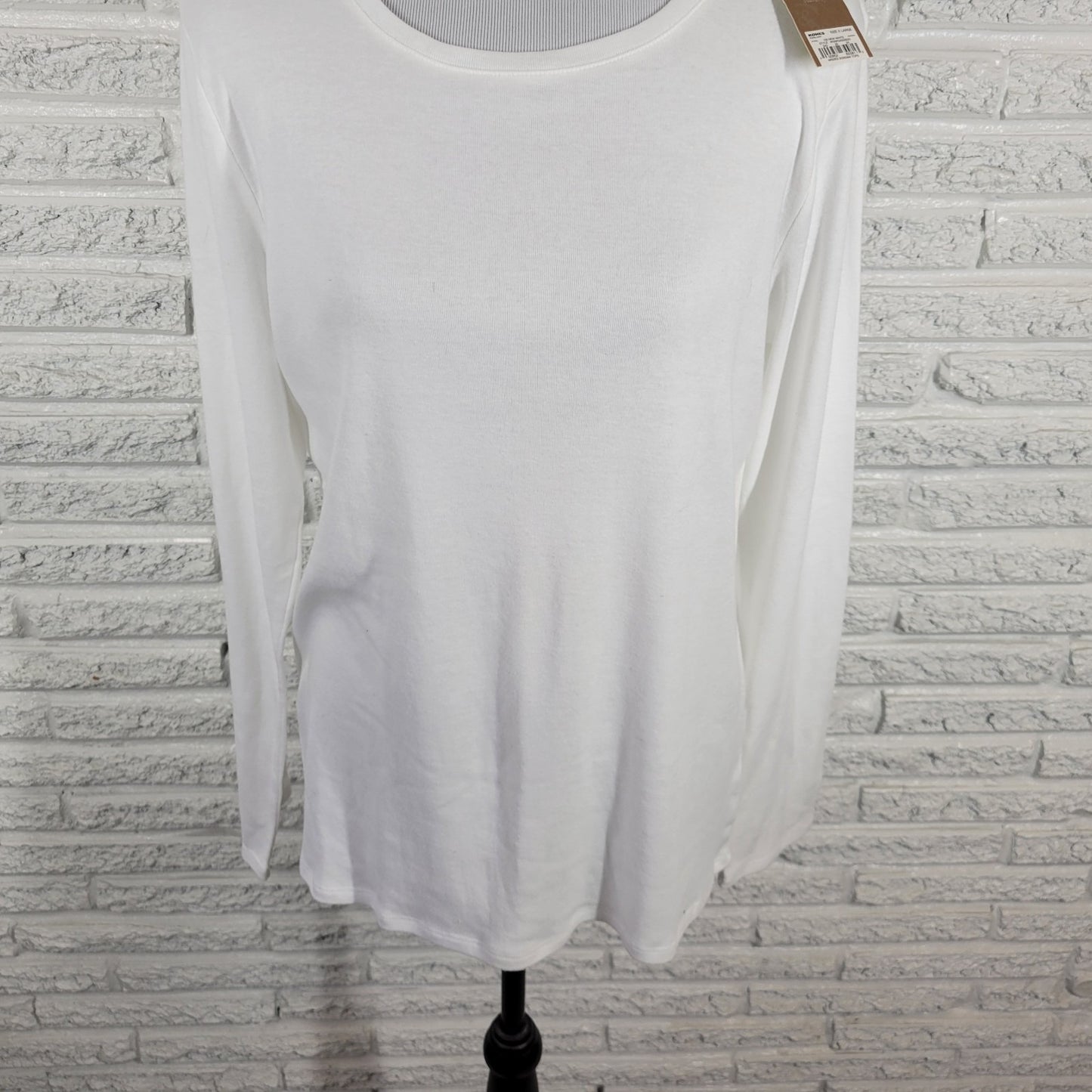 Sonoma Life Style Everyday Womens Top XL Tee Long Sleeve White Cotton Blend