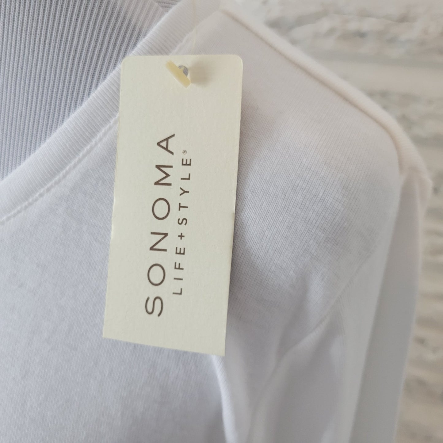 Sonoma Life Style Everyday Womens Top XL Tee Long Sleeve White Cotton Blend