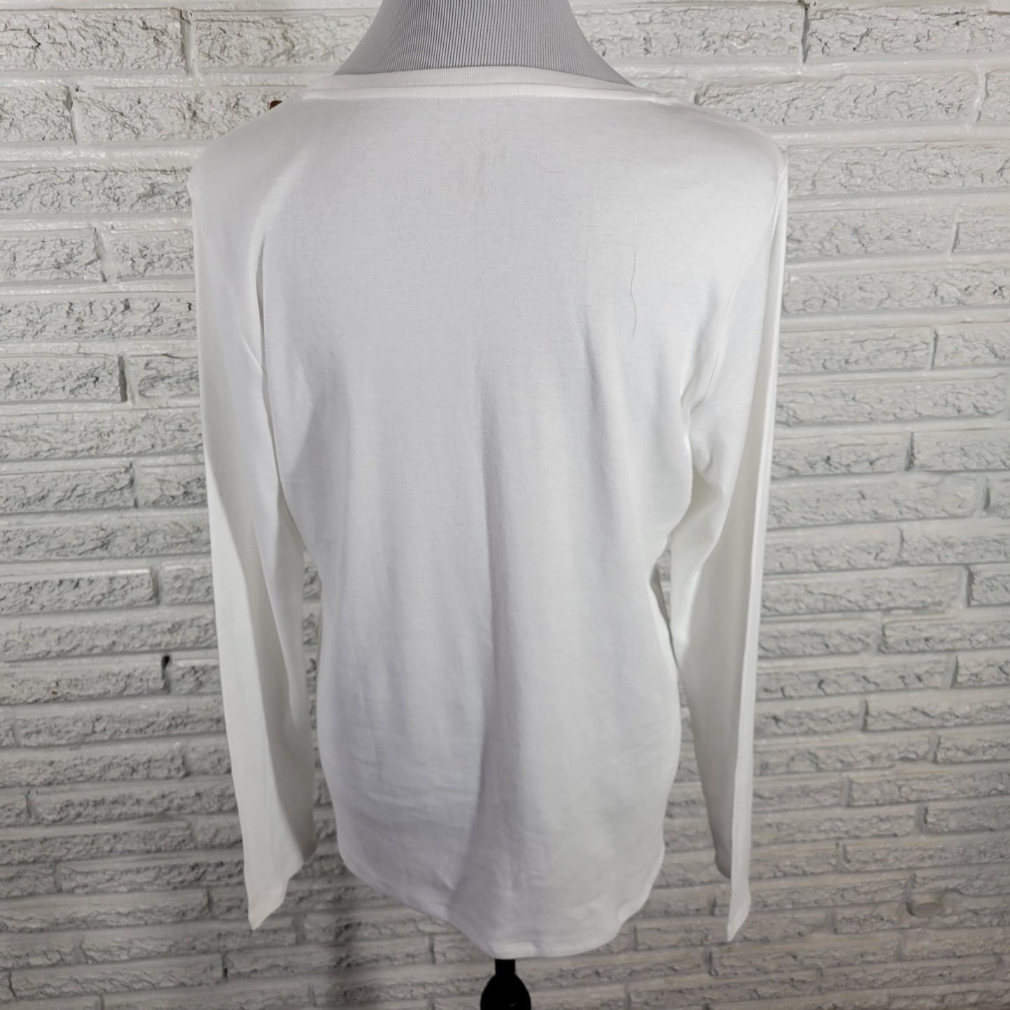 Sonoma Life Style Everyday Womens Top XL Tee Long Sleeve White Cotton Blend