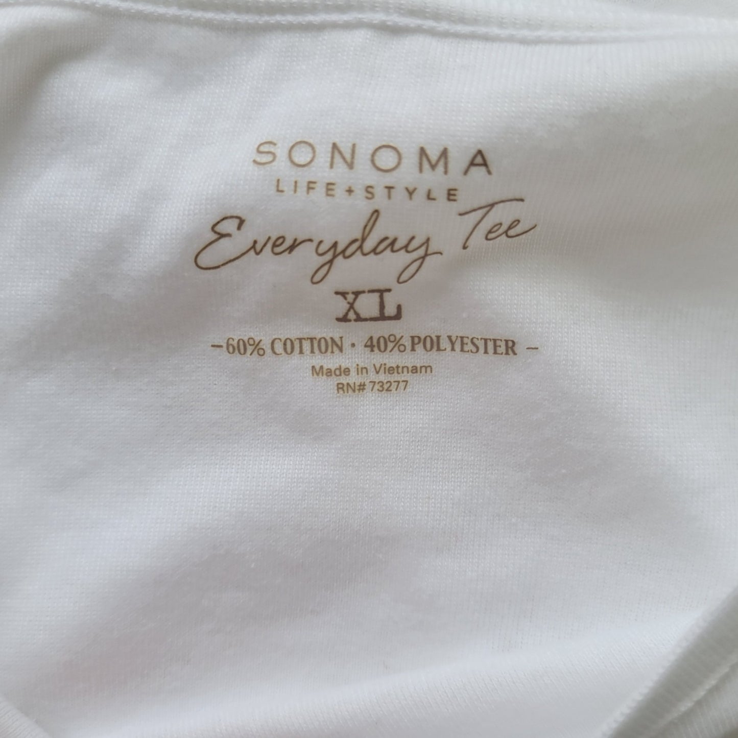 Sonoma Life Style Everyday Womens Top XL Tee Long Sleeve White Cotton Blend