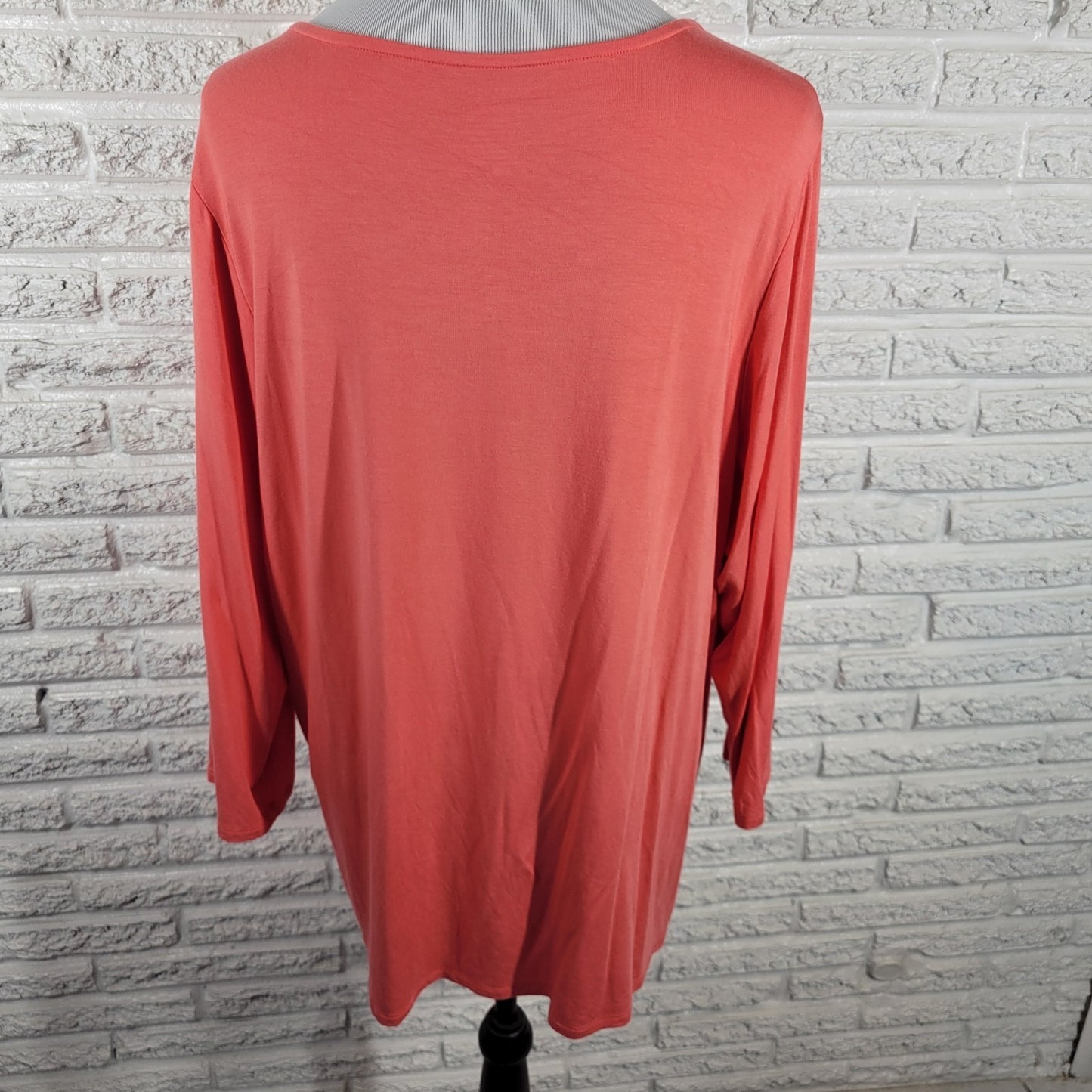 Investments II Womens Top 2X Plus 3/4 Sleeve Pink Studded Comfy Casual Modal