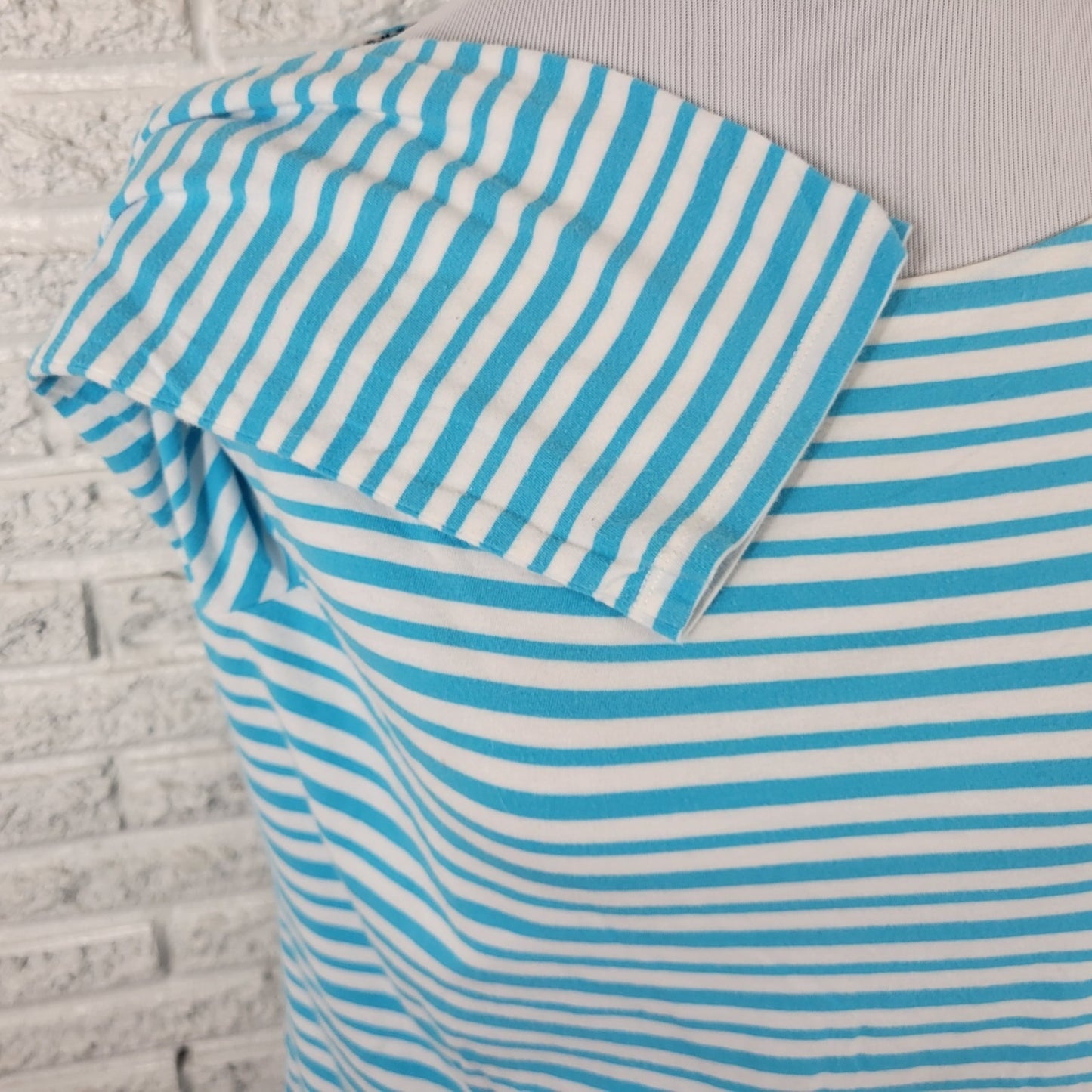 Jones New York Women Top Extra Large XL 3/4 Sleeve Blue Stripe Lightweight Comfy