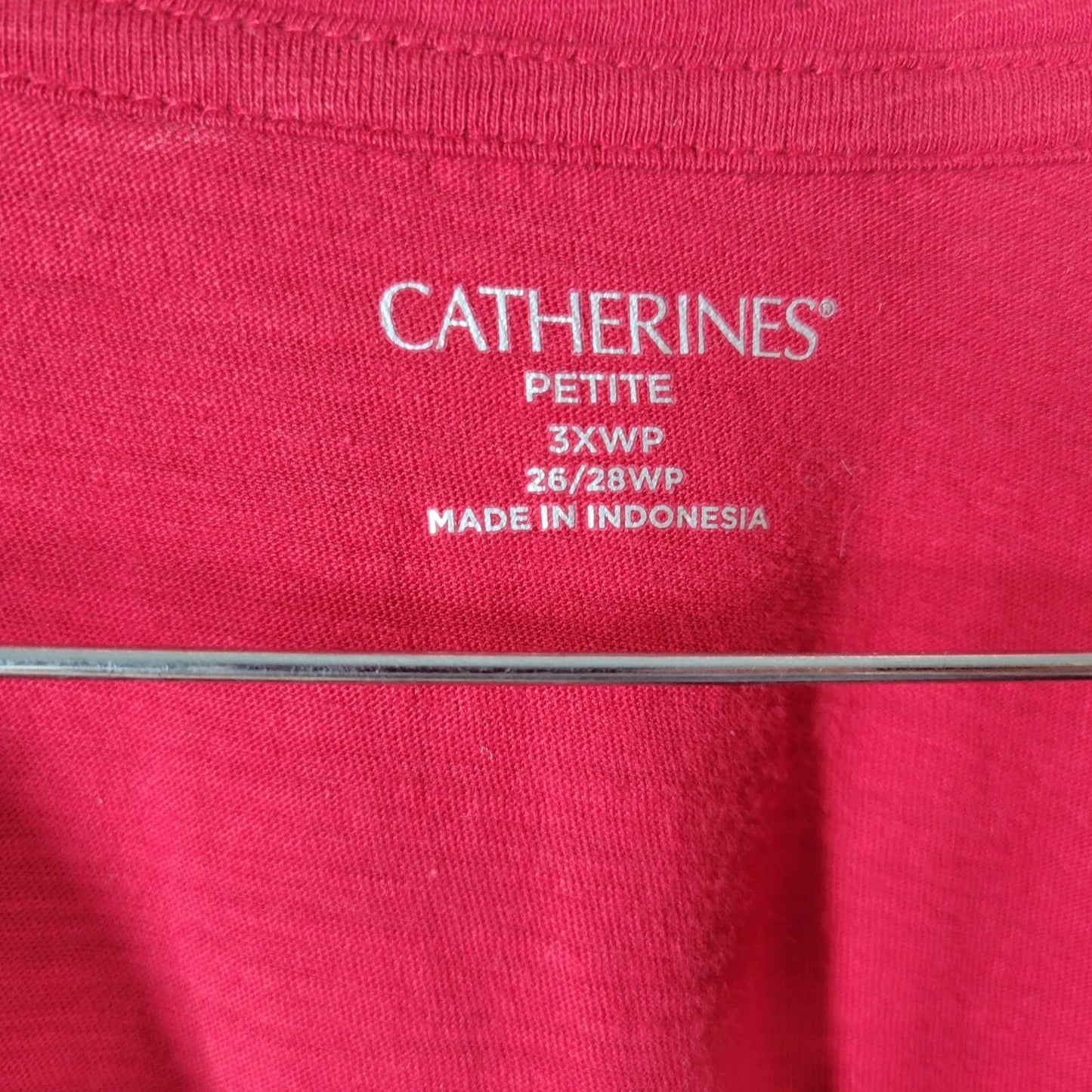 Catherines Women Top 3XWP Plus Tee Short Sleeve Red Cotton Studded Stars Comfy