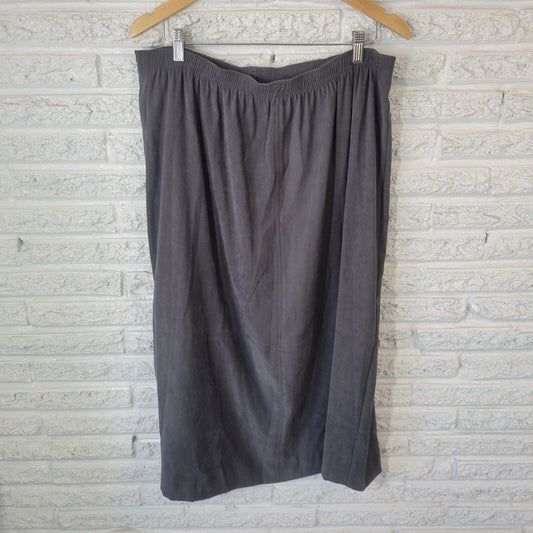 NIkki Womens Skirt 18 Plus Midi Aline Gray Poly Blend Office Casual Pull On