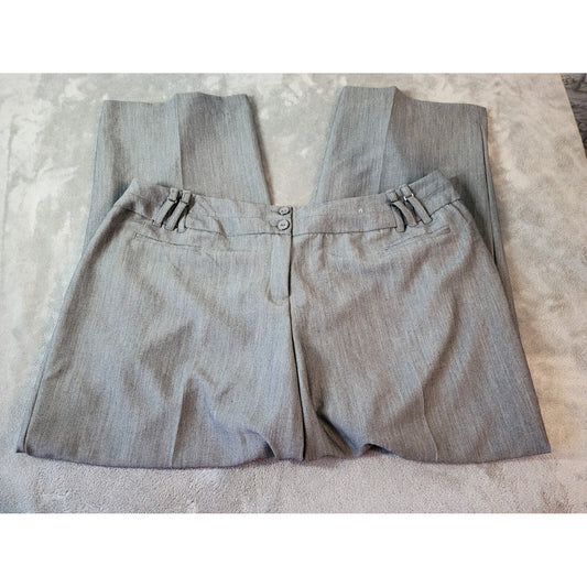 Cato Women Pants 22WP Petite Plus Wide Leg Gray Poly Blend Zip Fly Slash Pockets