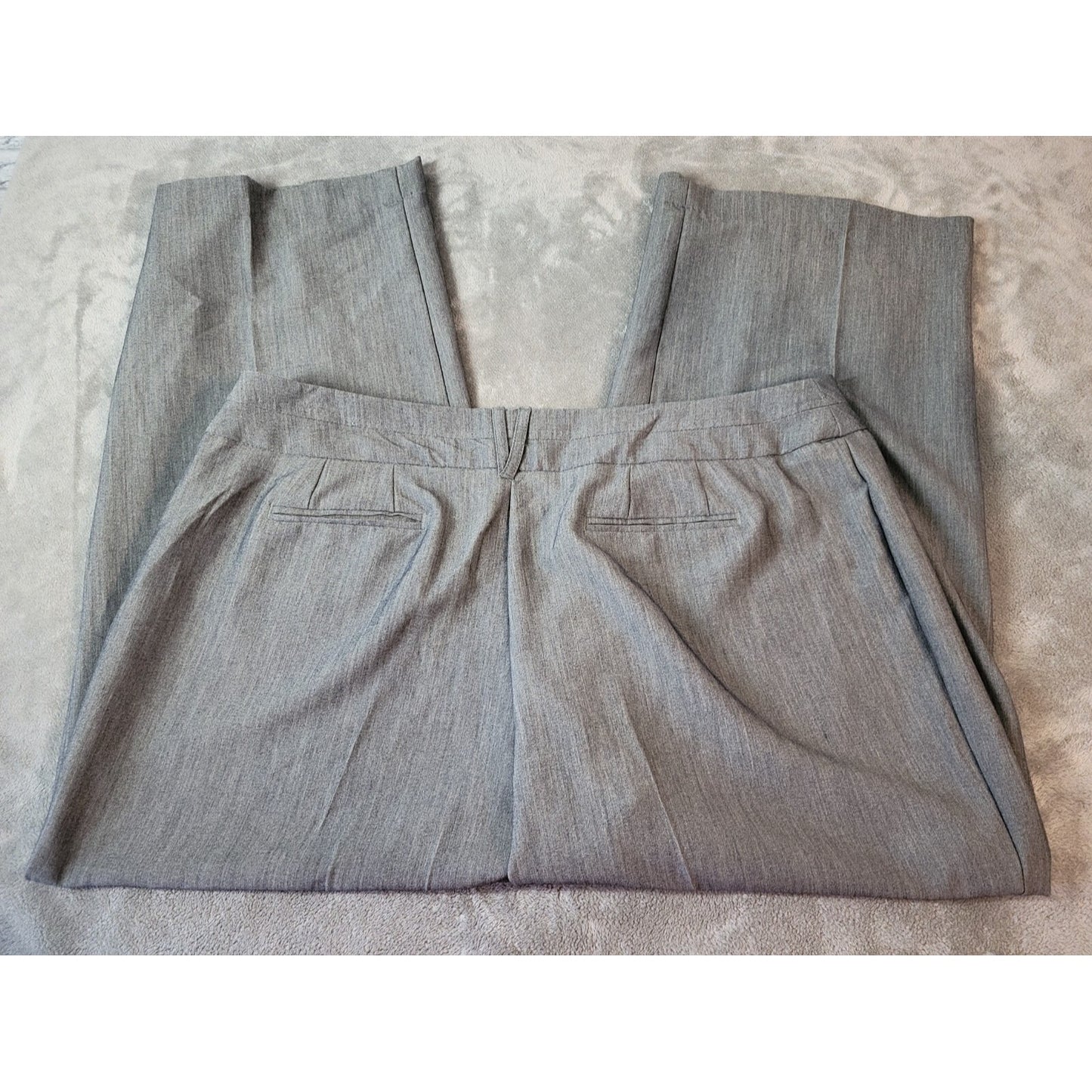 Cato Women Pants 22WP Petite Plus Wide Leg Gray Poly Blend Zip Fly Slash Pockets