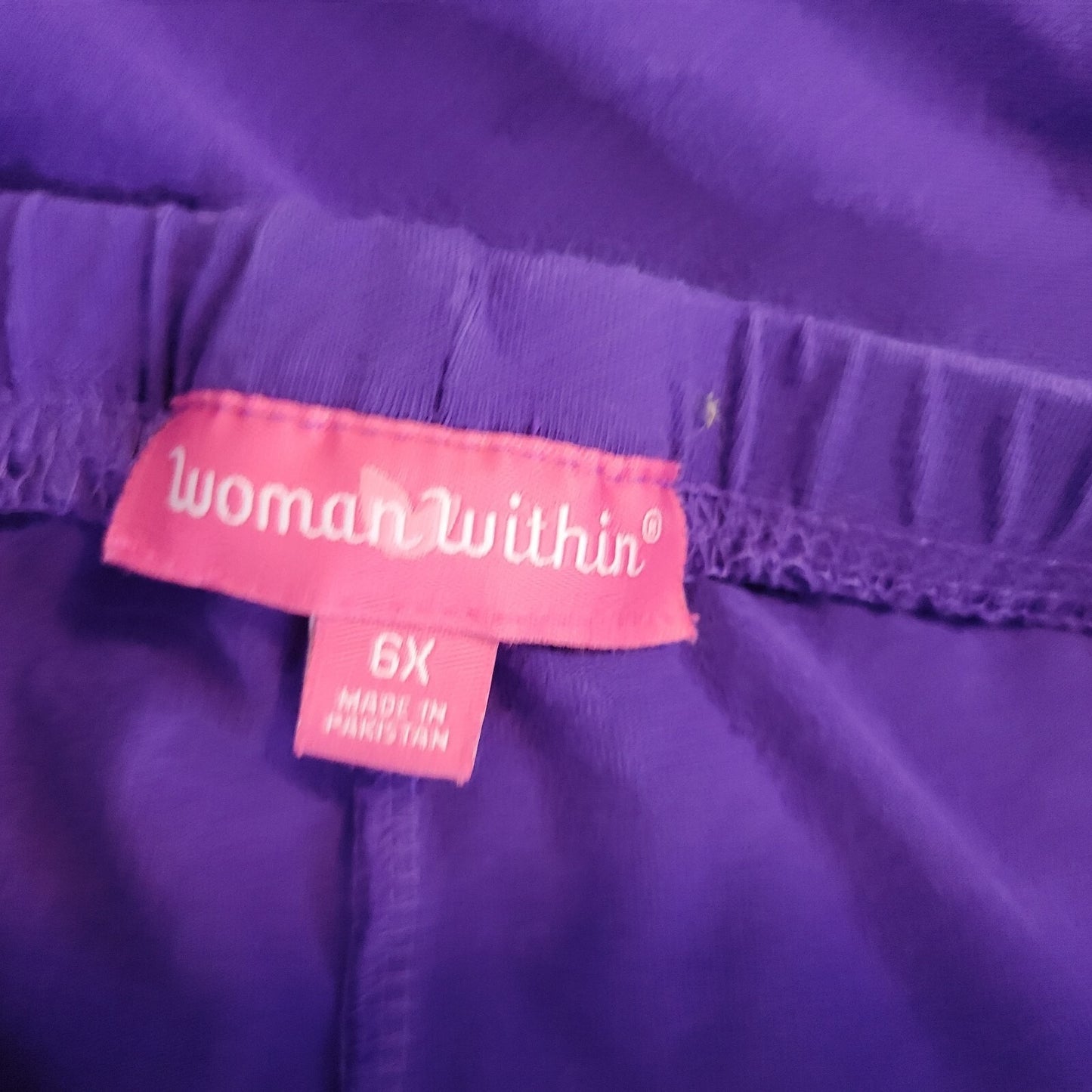 Woman Within Womens Pants 6X Plus Pull On Purple Comfort Waist Cotton Blend