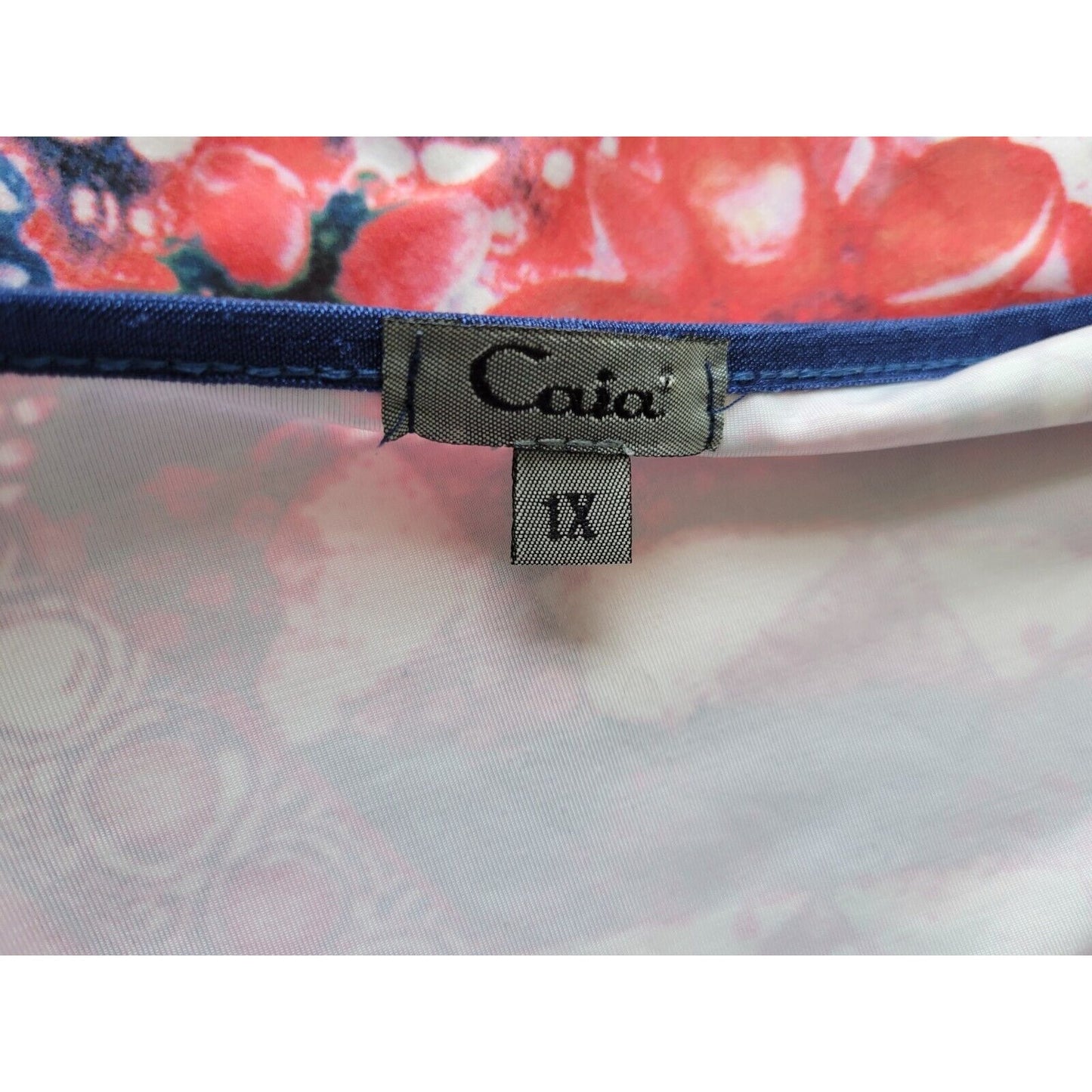 Caia Womens Top 1X Plus 3/4 Sleeve Pink Floral Poly Blend Casual Stretchy